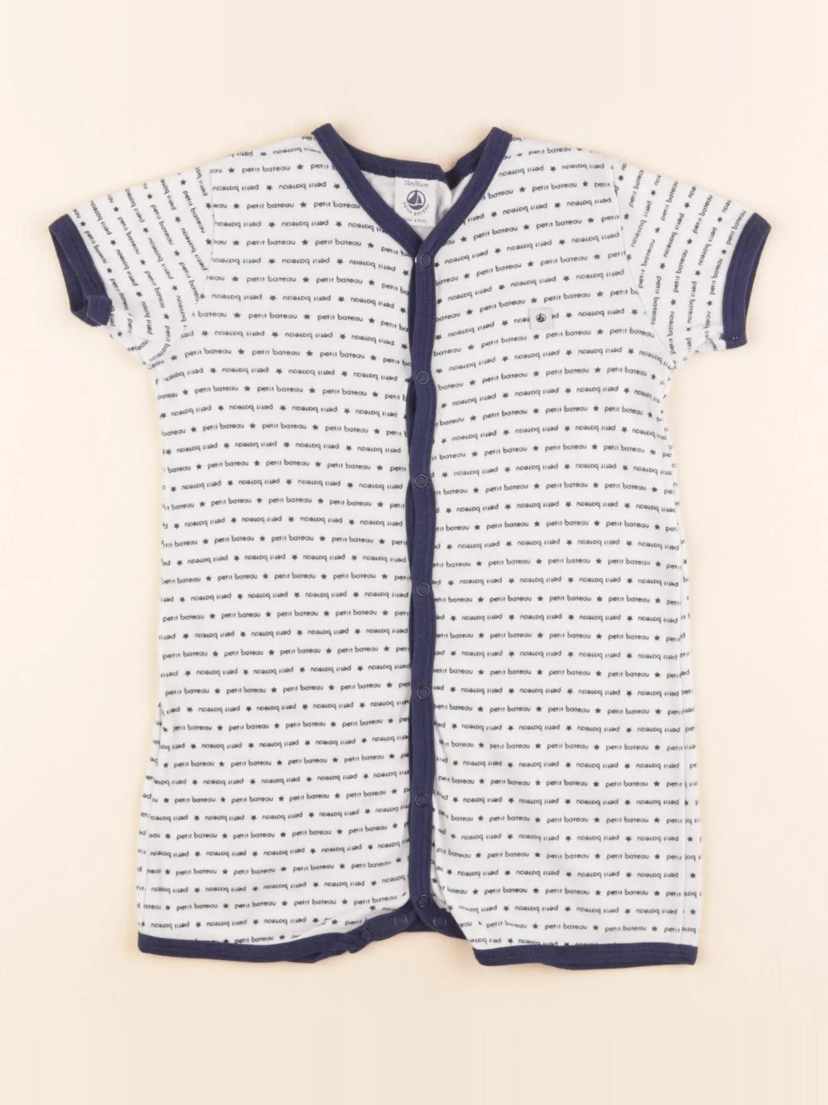 Pyjama coton blanc, bleu