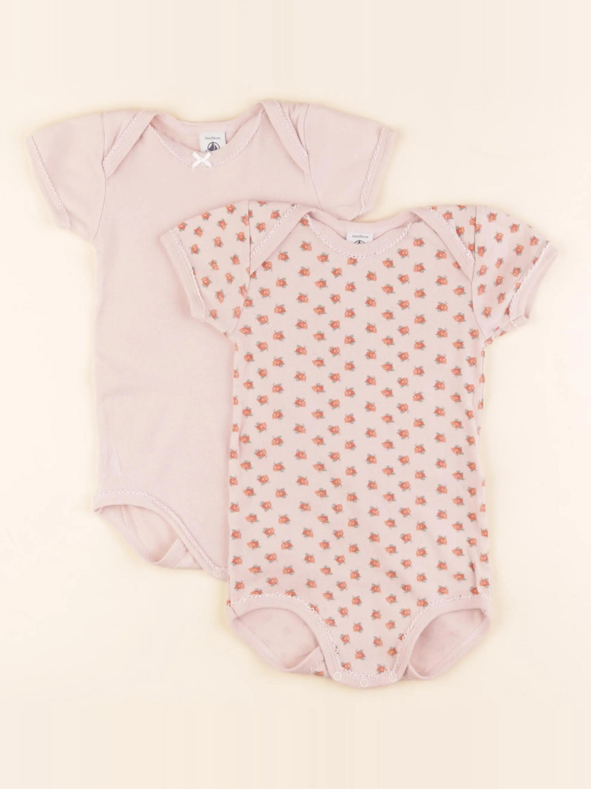 Petit Bateau - lot de 2 bodies en coton rose - 24 mois