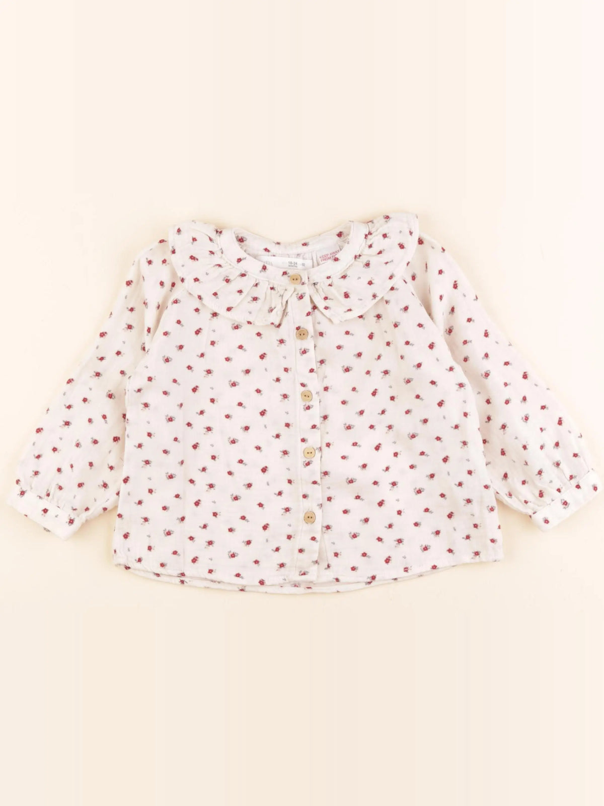 Zara - blouse beige, rouge - 18/24 mois