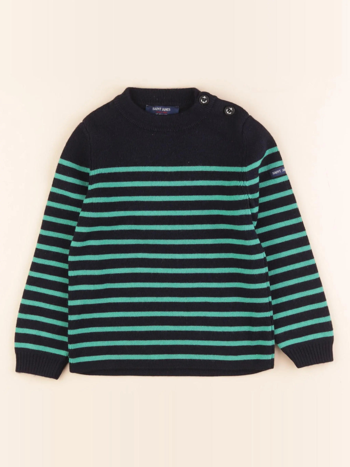 Saint James - pull bleu, vert - 8 ans