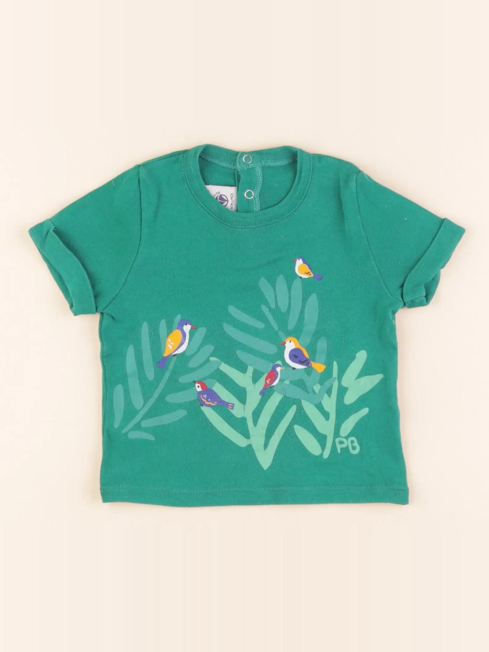 Petit Bateau - tee-shirt vert - 12 mois