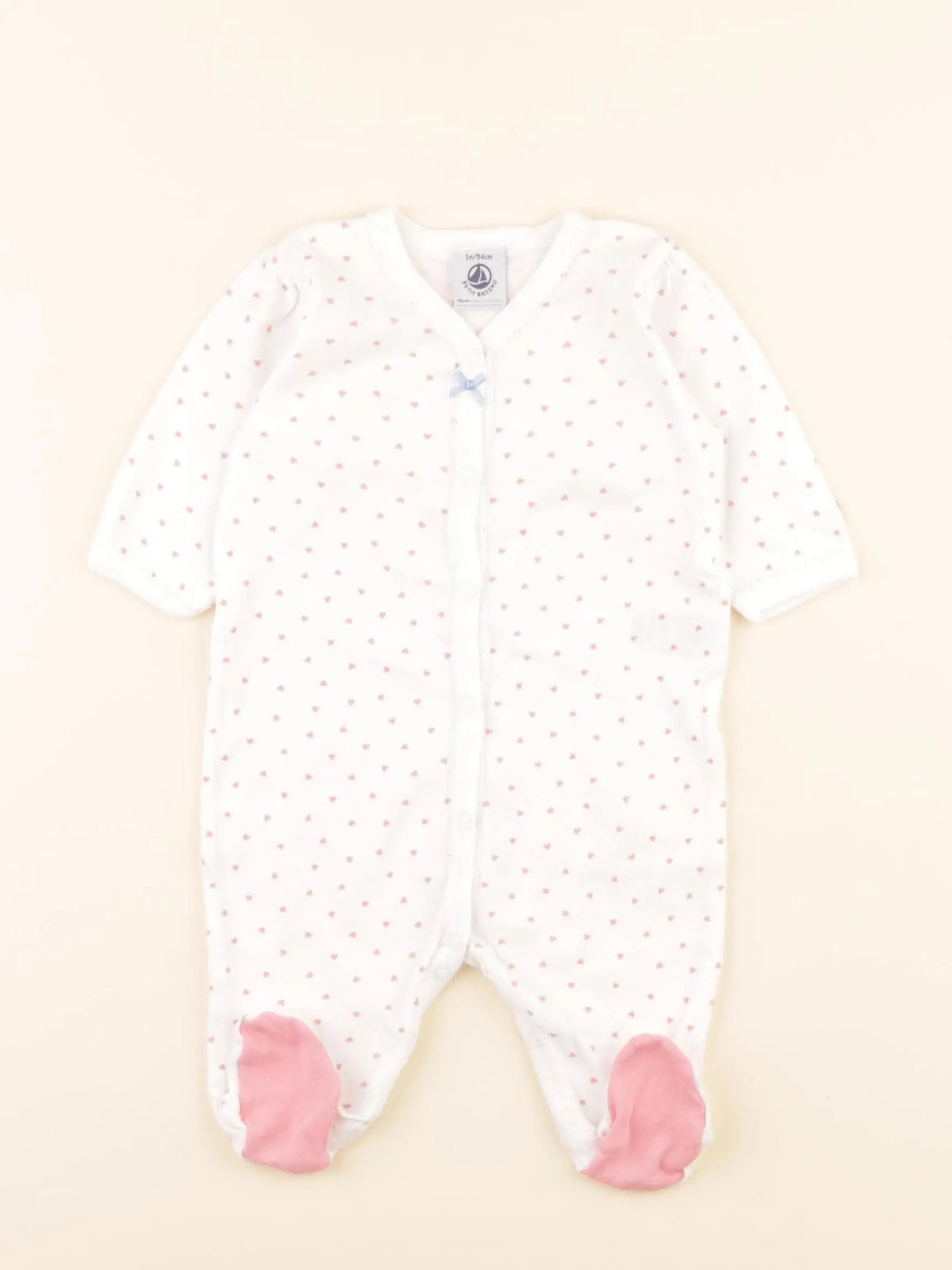 Pyjama coton blanc, rose