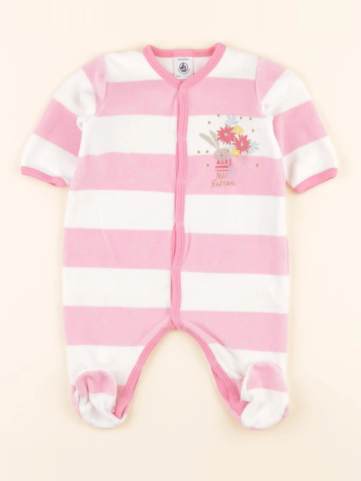 Pyjama velours blanc, rose