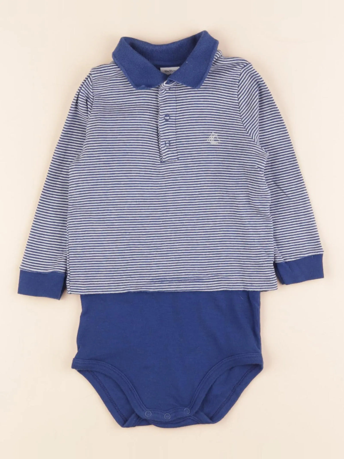 Petit Bateau - body tee-shirt bleu - 18 mois
