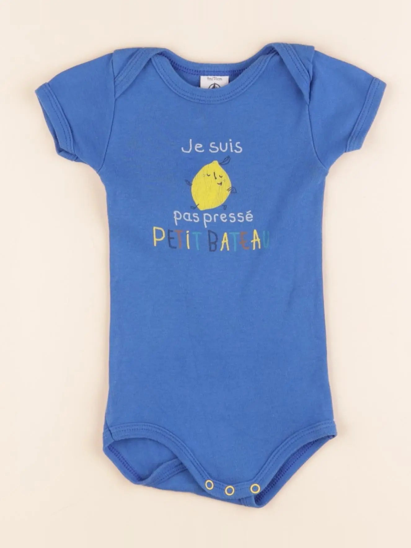 Petit Bateau - body bleu - 9 mois