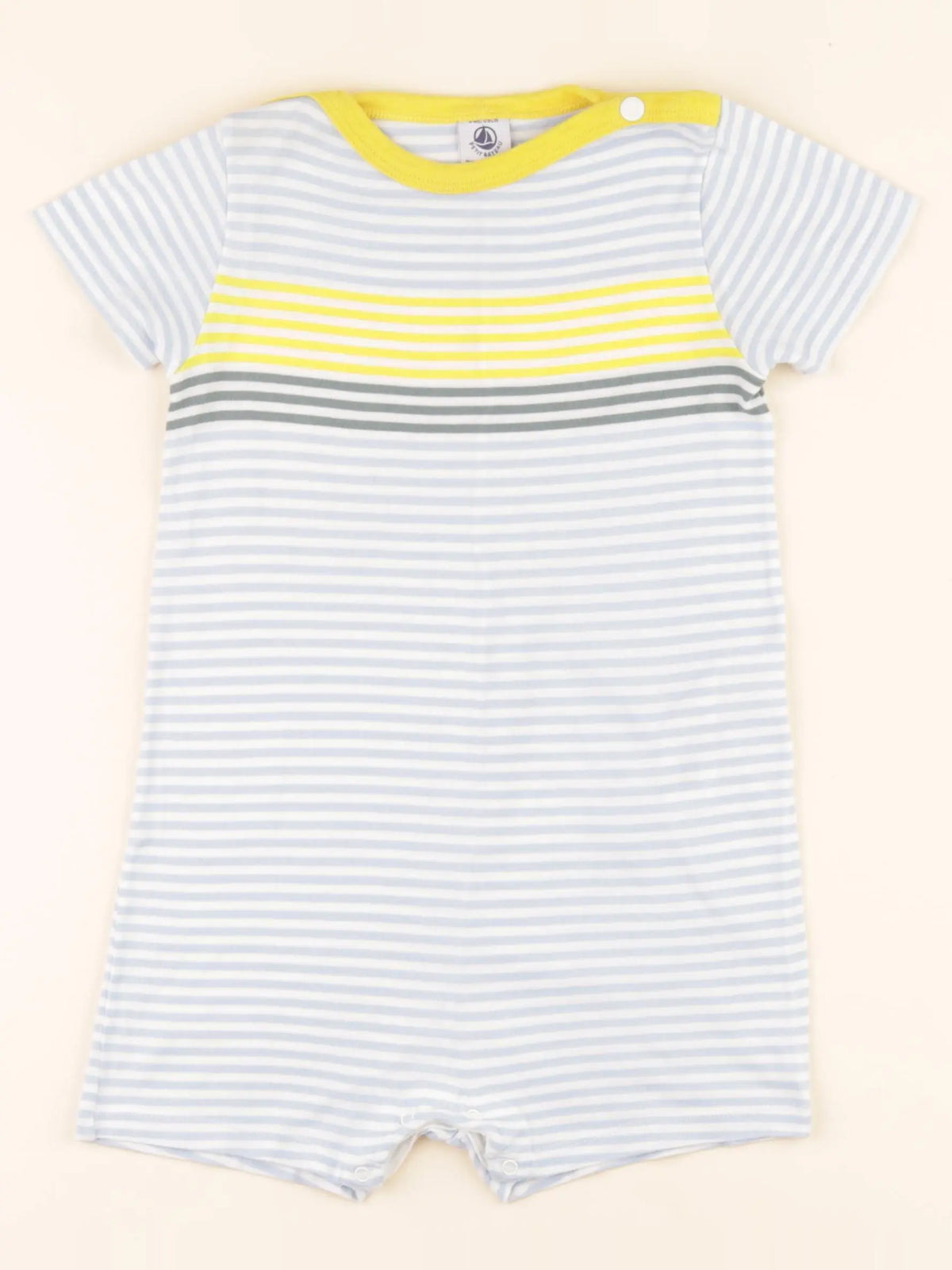 Pyjama coton blanc, bleu