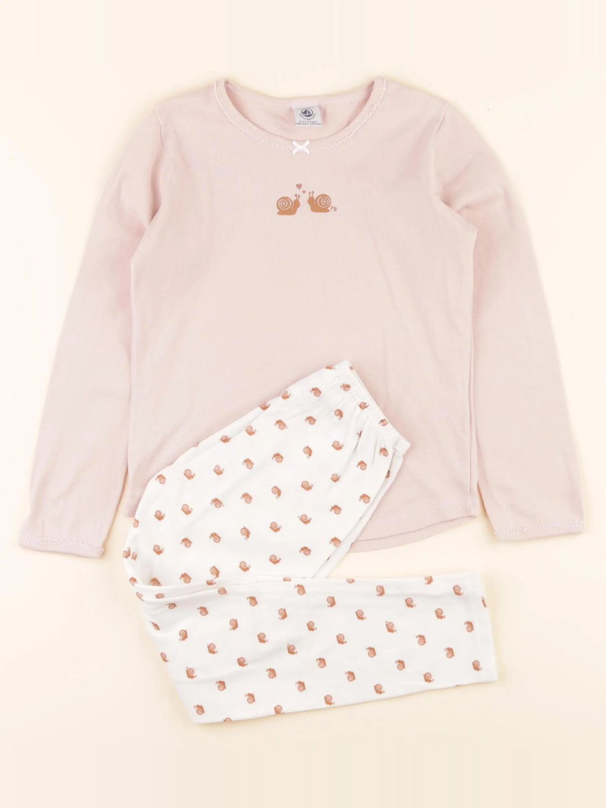 Pyjama coton blanc, rose