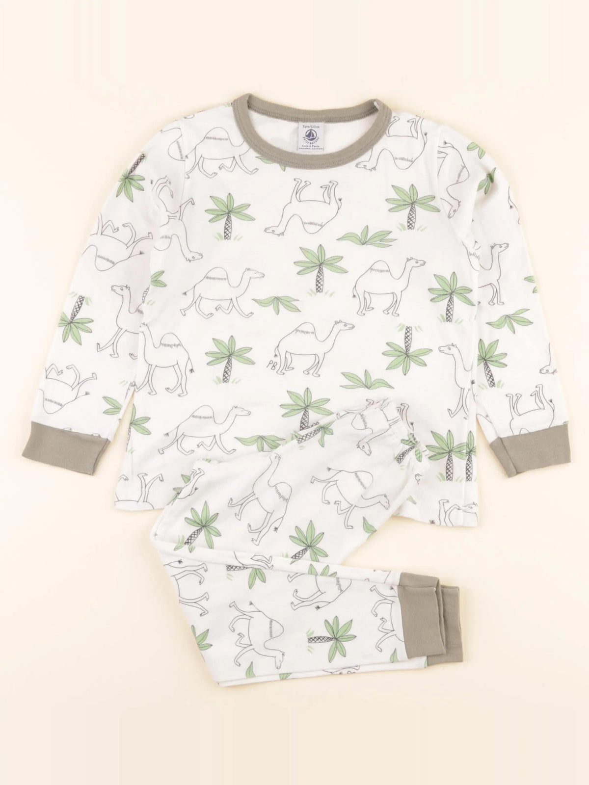 Pyjama coton blanc, vert