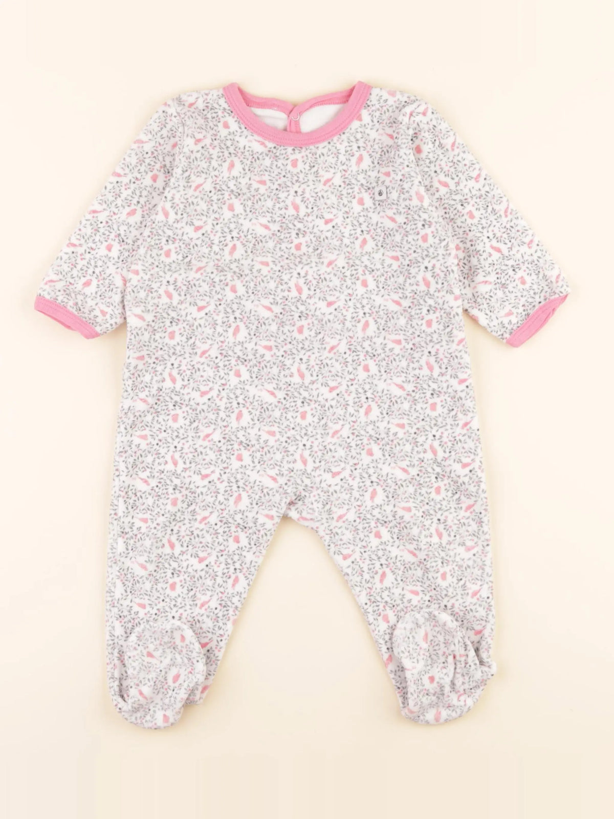Pyjama velours blanc, rose