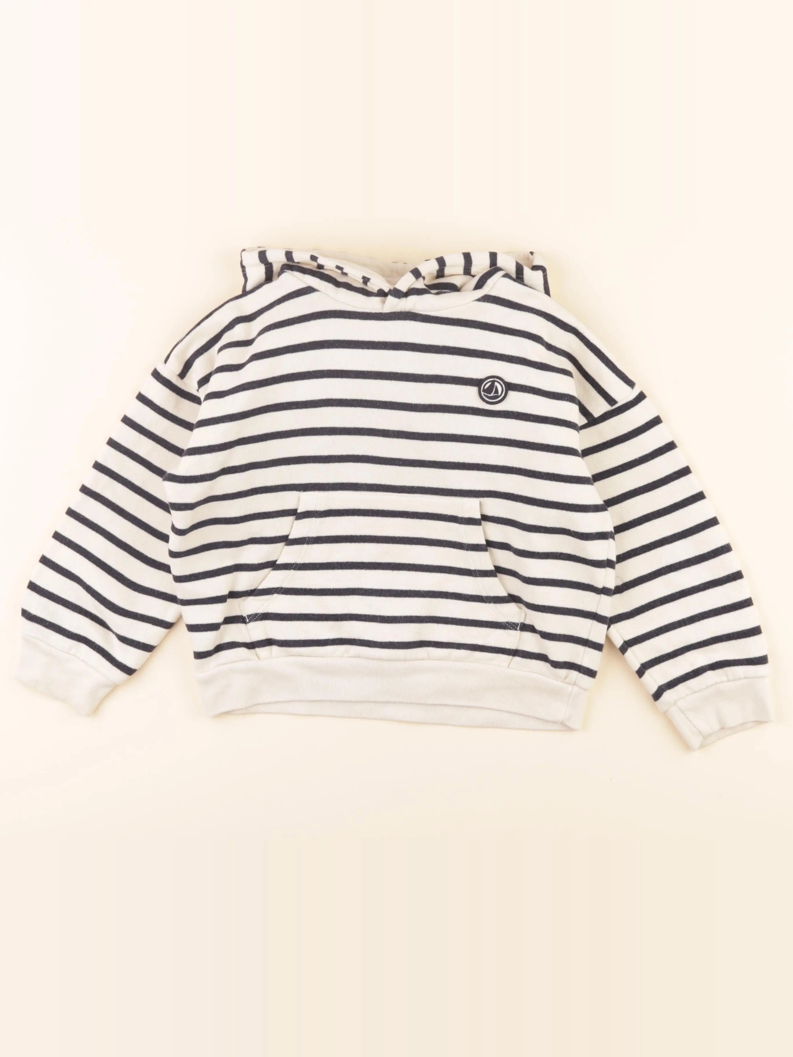 Sweat beige, bleu