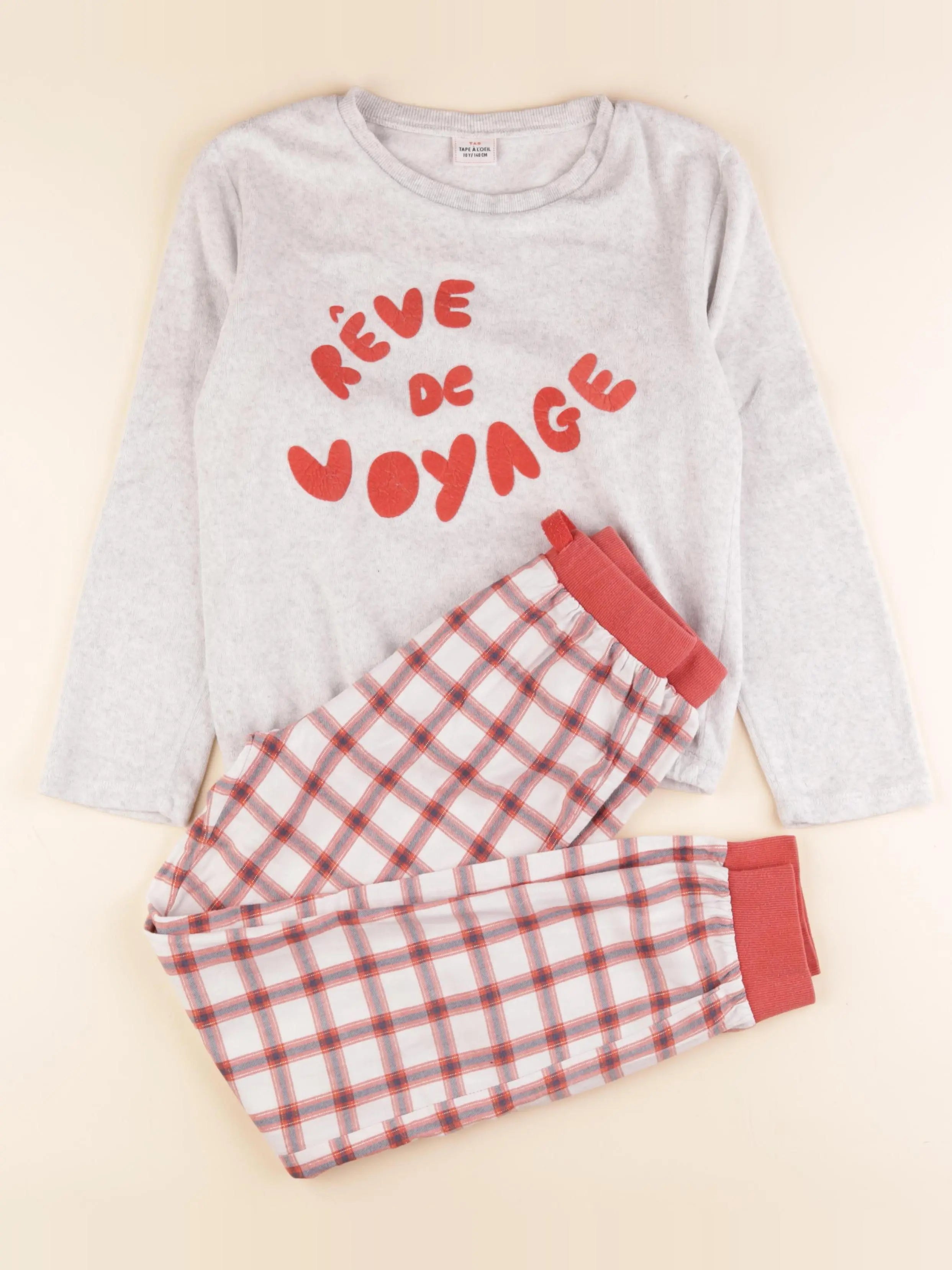 Tape à l'oeil - pyjama velours gris - 10 ans