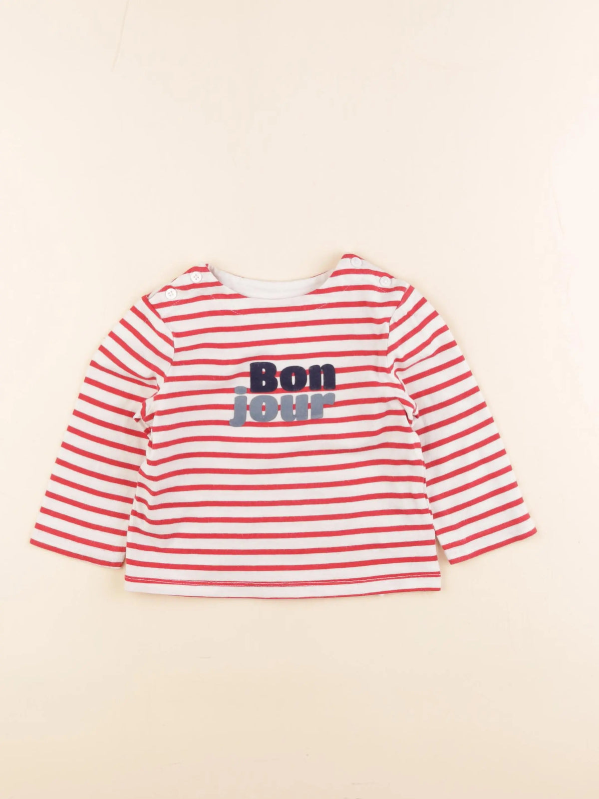 Cyrillus - tee-shirt beige, rouge - 6 mois