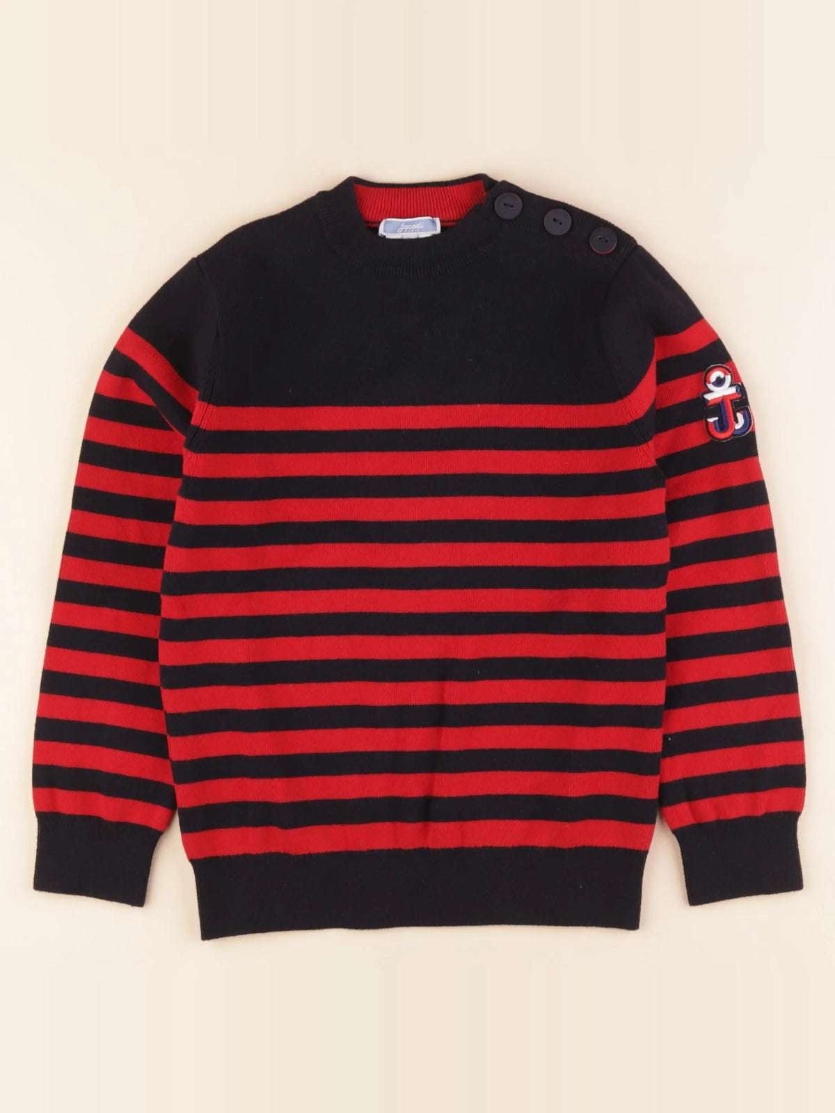 Jacadi - pull bleu, rouge - 8 ans
