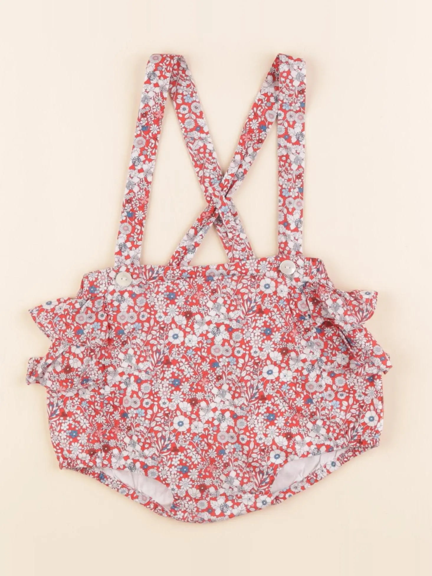 Jacadi - bloomer volants au dos, liberty rouge - 18 mois