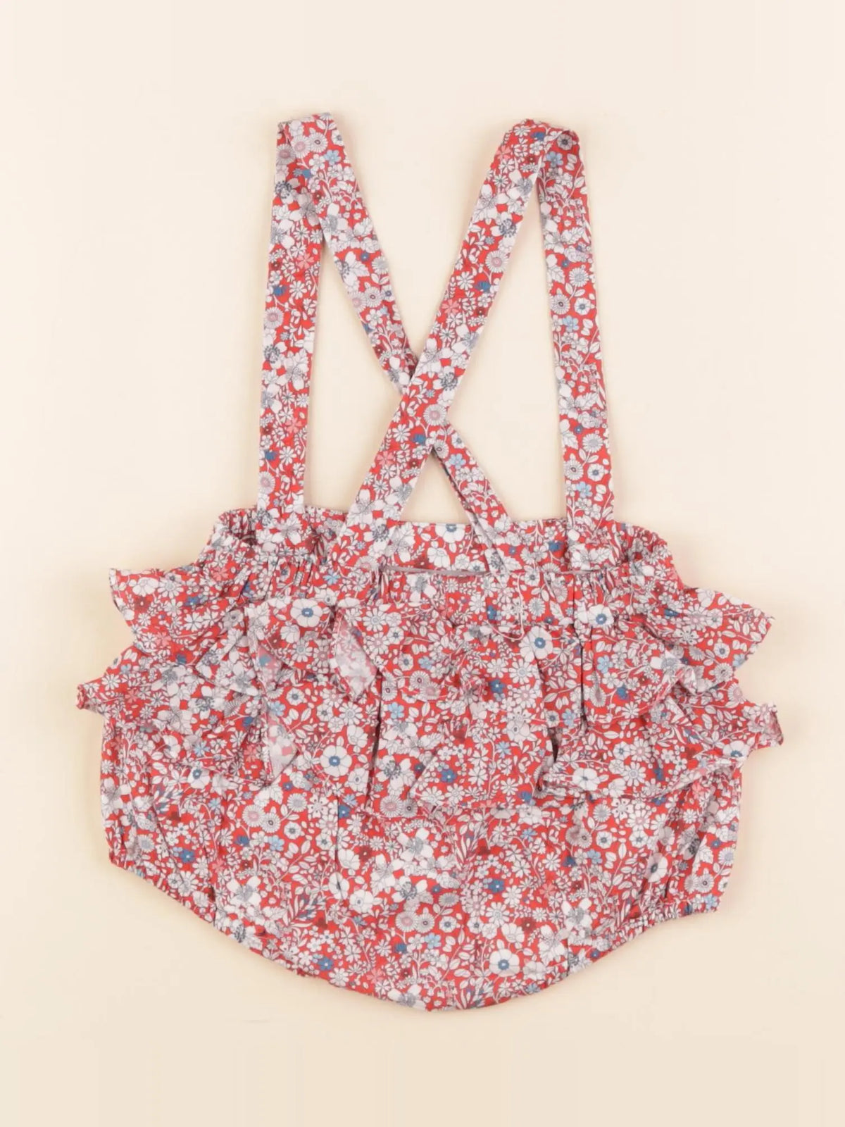 Jacadi - bloomer volants au dos, liberty rouge - 18 mois