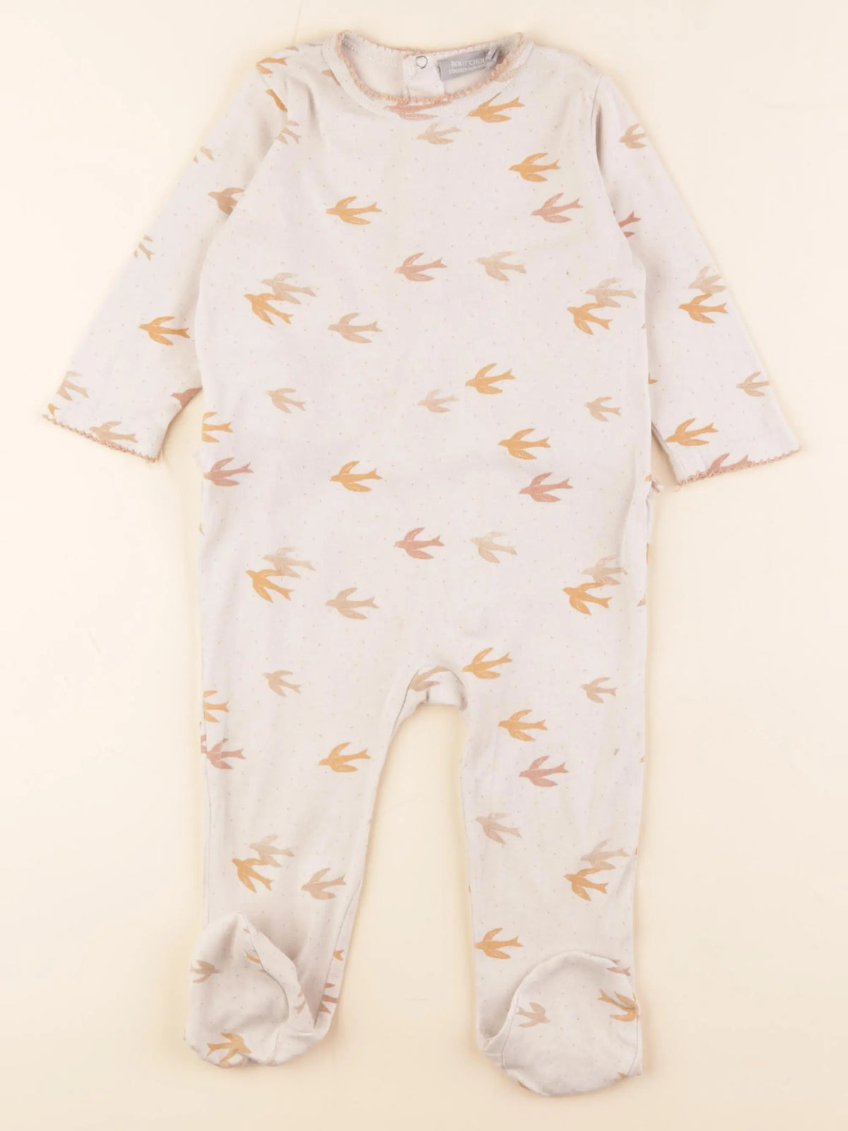 Boutchou - pyjama coton beige, rose - 12 mois
