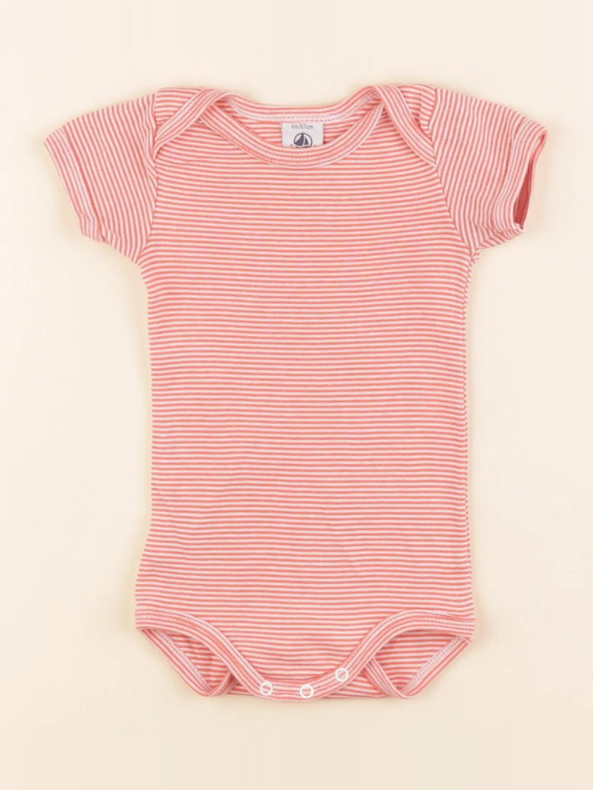 Petit Bateau - body blanc, rouge - 6 mois