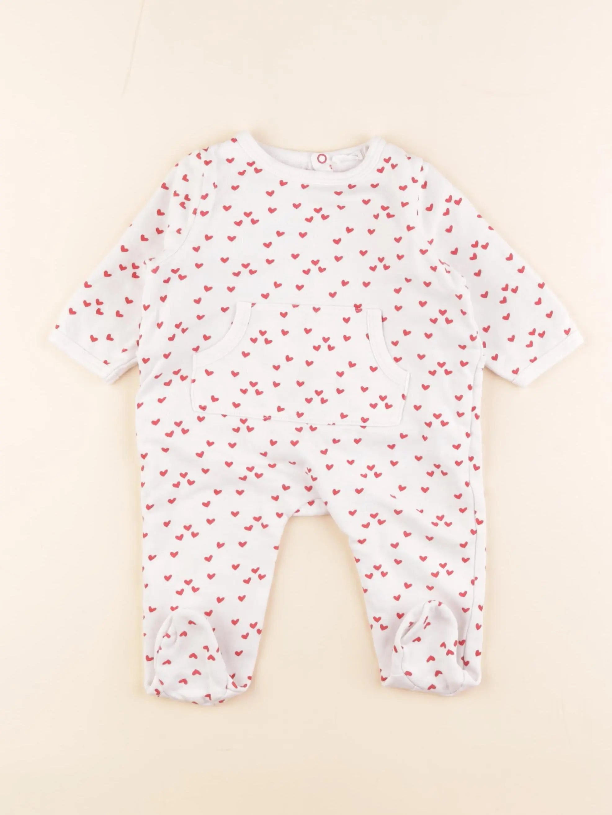 Boutchou - pyjama coton blanc, rouge - 6 mois