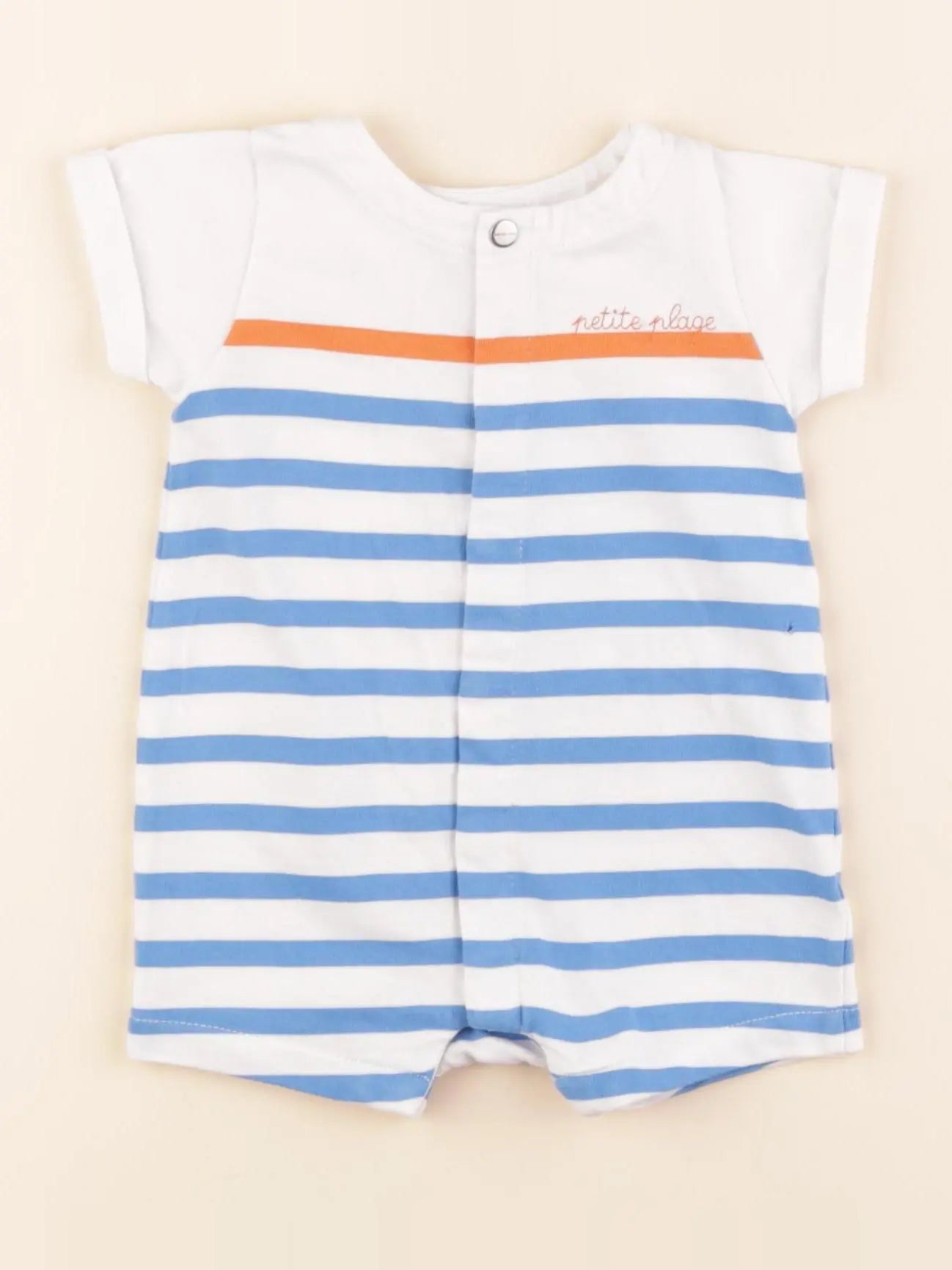 Petit Bateau - combinaison bleu, blanc - 3 mois