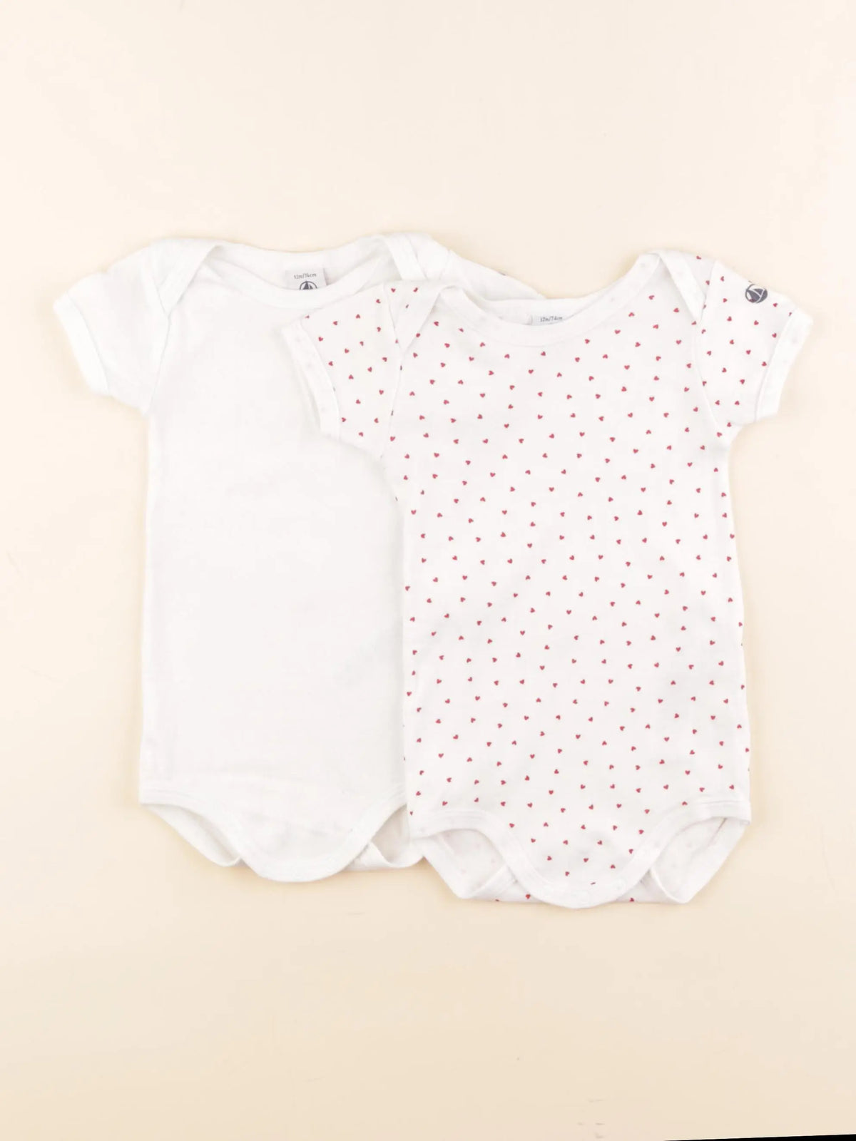 Petit Bateau - lot de 2 bodies en coton blanc - 12 mois