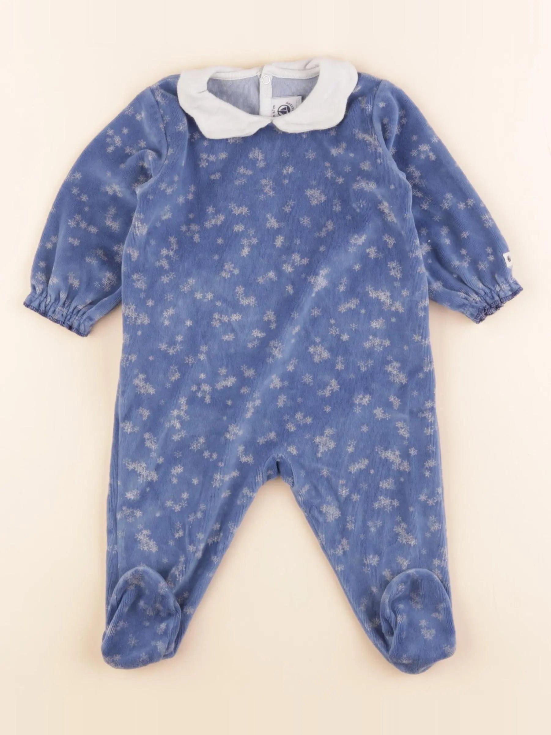 Petit Bateau - pyjama velours bleu - 6 mois