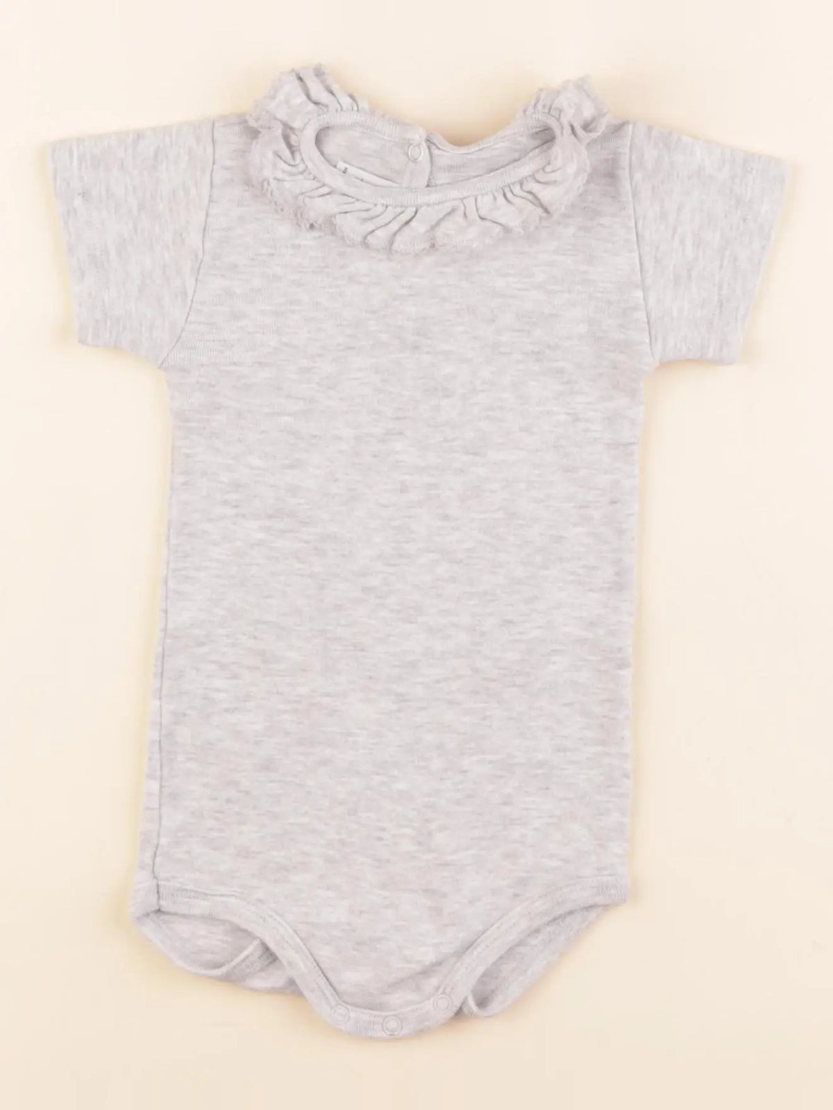 Petit Bateau - body à col gris - 12 mois