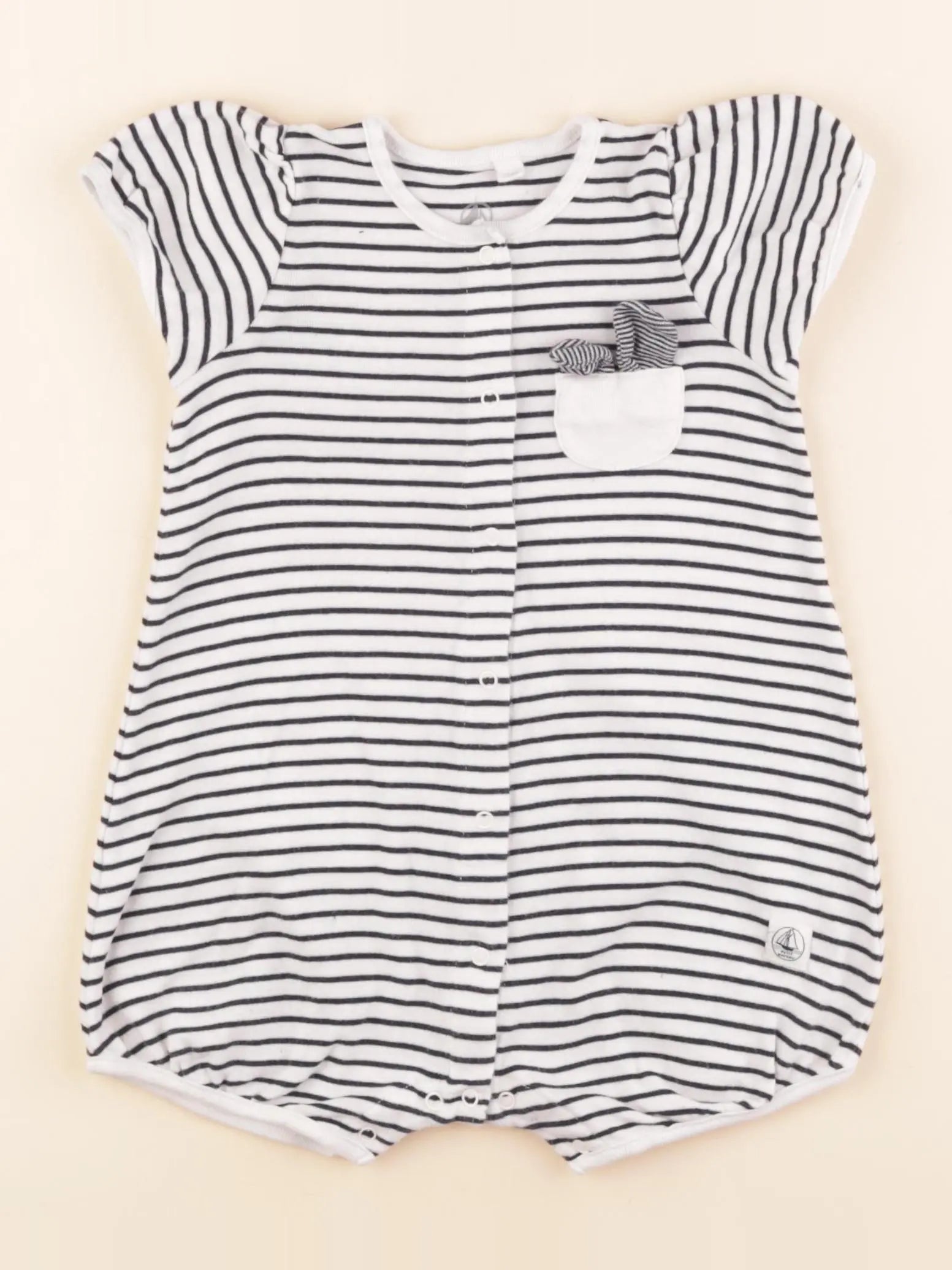 Petit Bateau - pyjama coton blanc, bleu - 12 mois