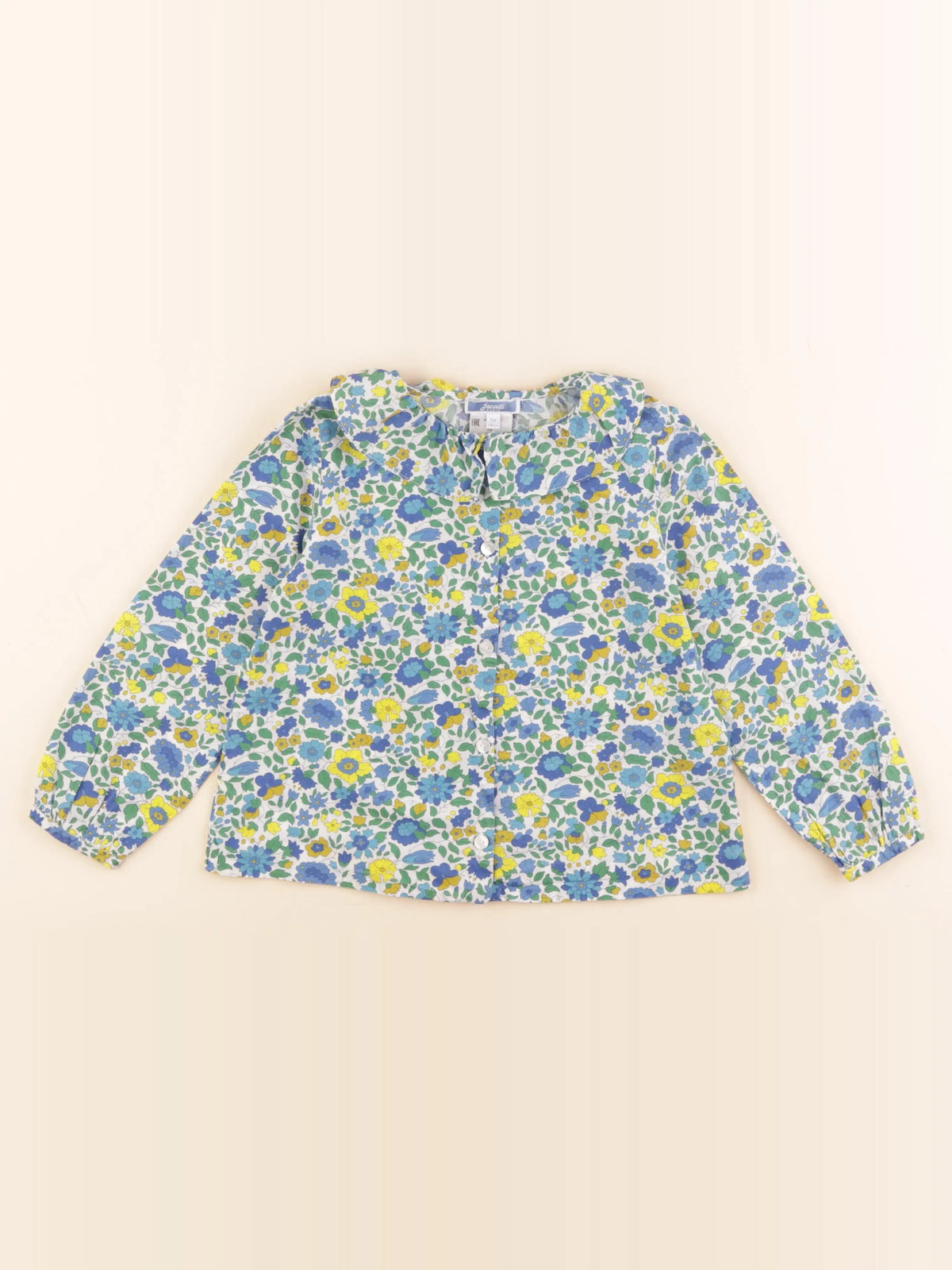 Jacadi - blouse liberty bleu, jaune - 5 ans