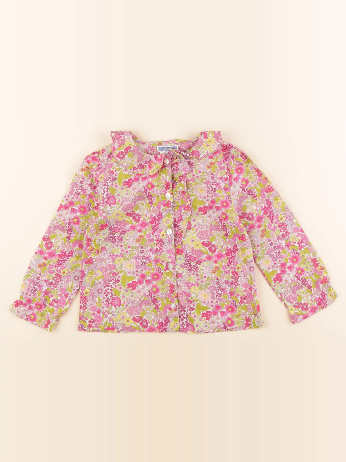 Jacadi - blouse liberty jaune, rose - 4 ans