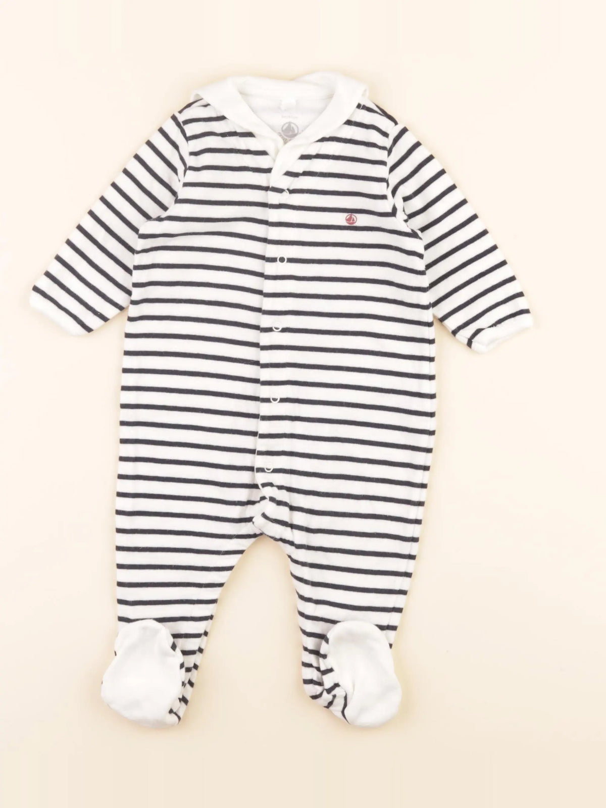 Pyjama coton blanc, bleu
