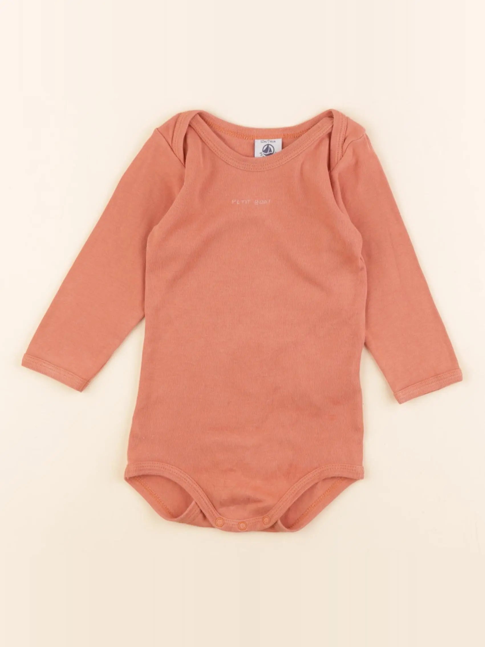 Petit Bateau - body orange - 12 mois