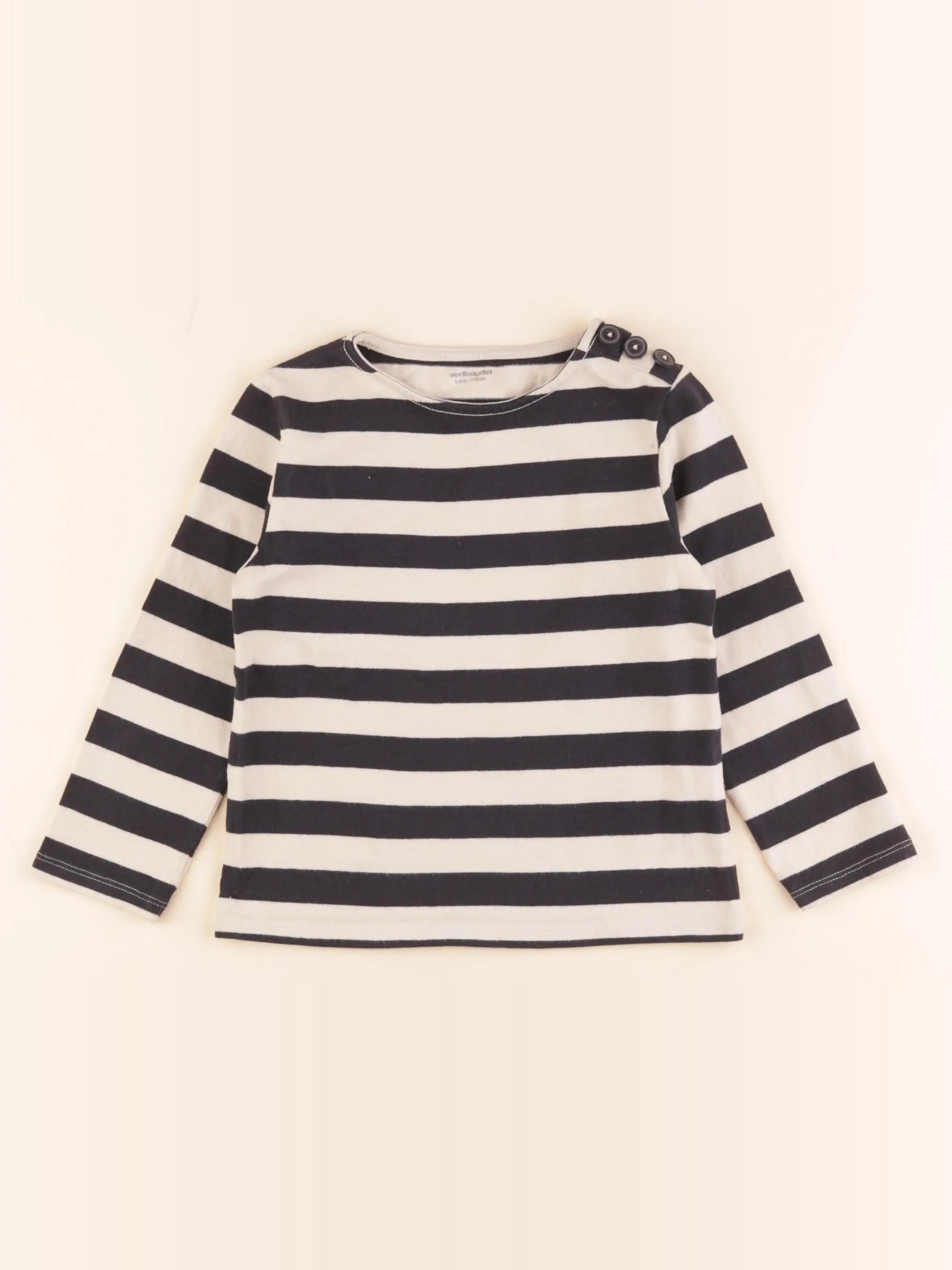 Vertbaudet - tee-shirt beige, noir - 5 ans