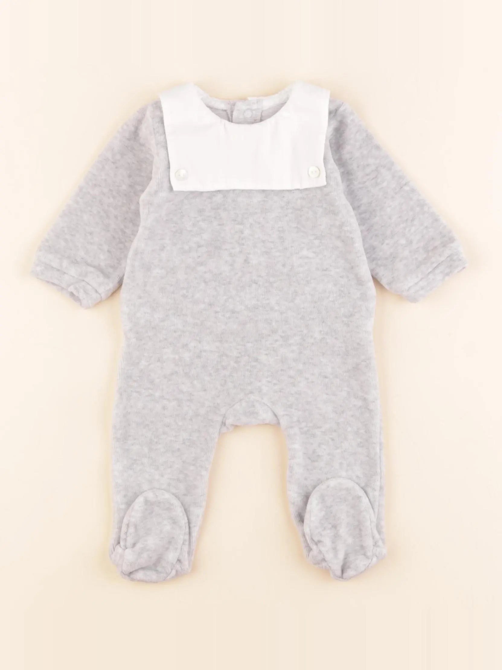 Jacadi - pyjama velours gris - 1 mois