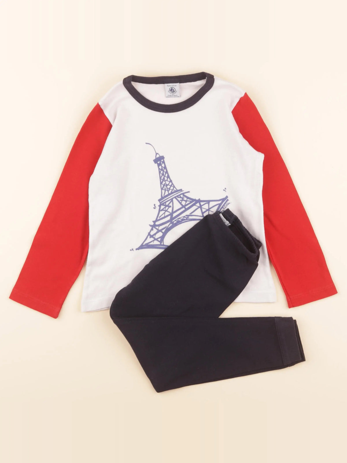 Pyjama coton bleu, blanc