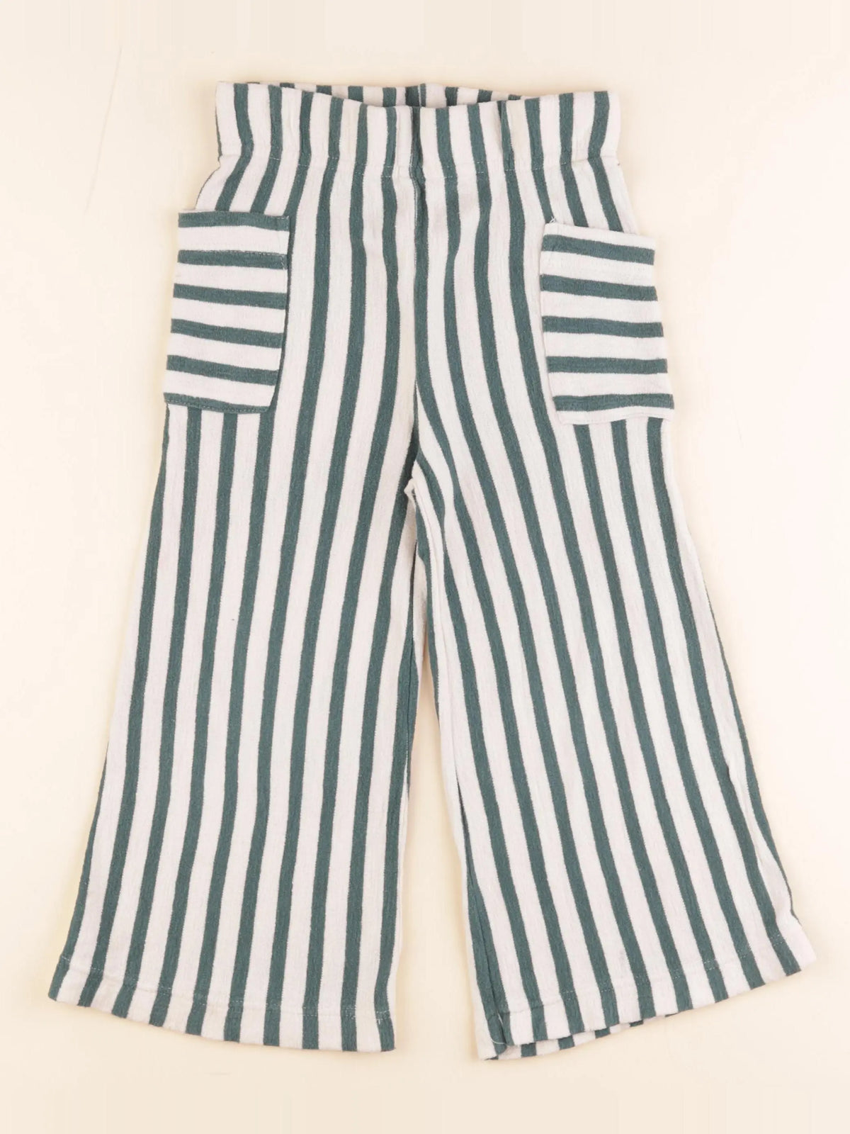 Monoprix - pantalon blanc, vert - 3 ans