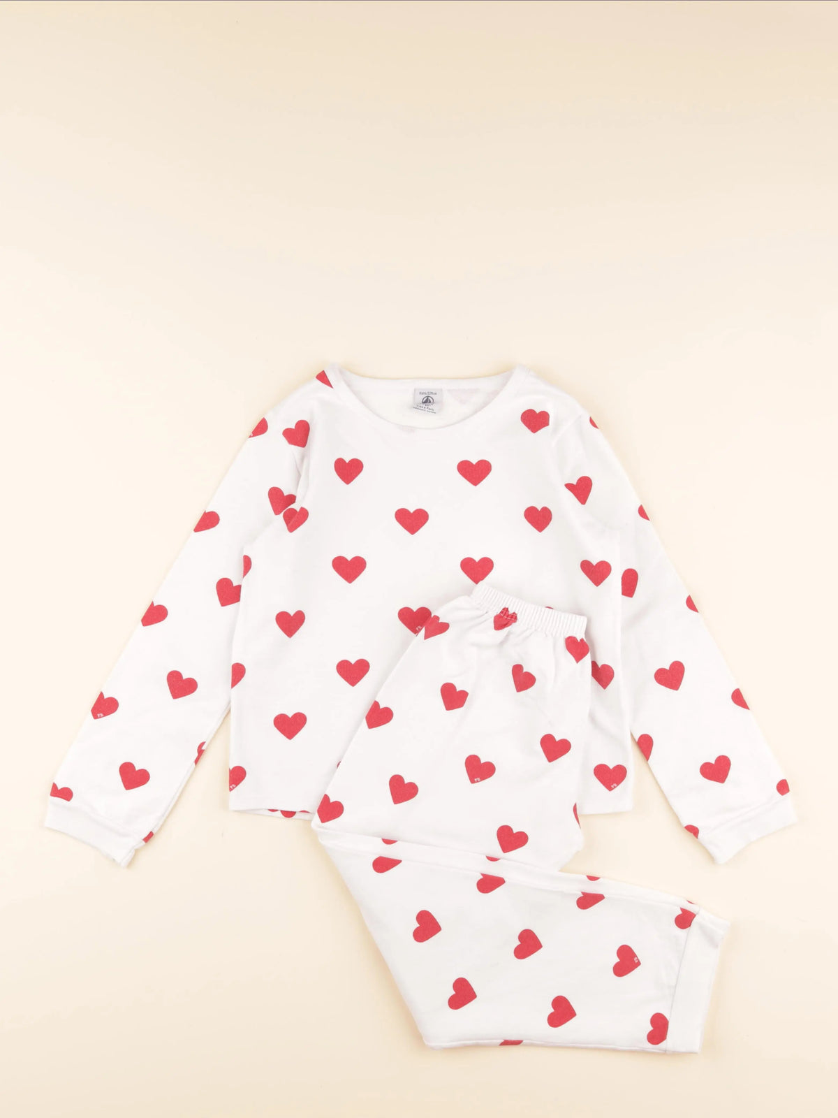 Pyjama coton blanc, rouge