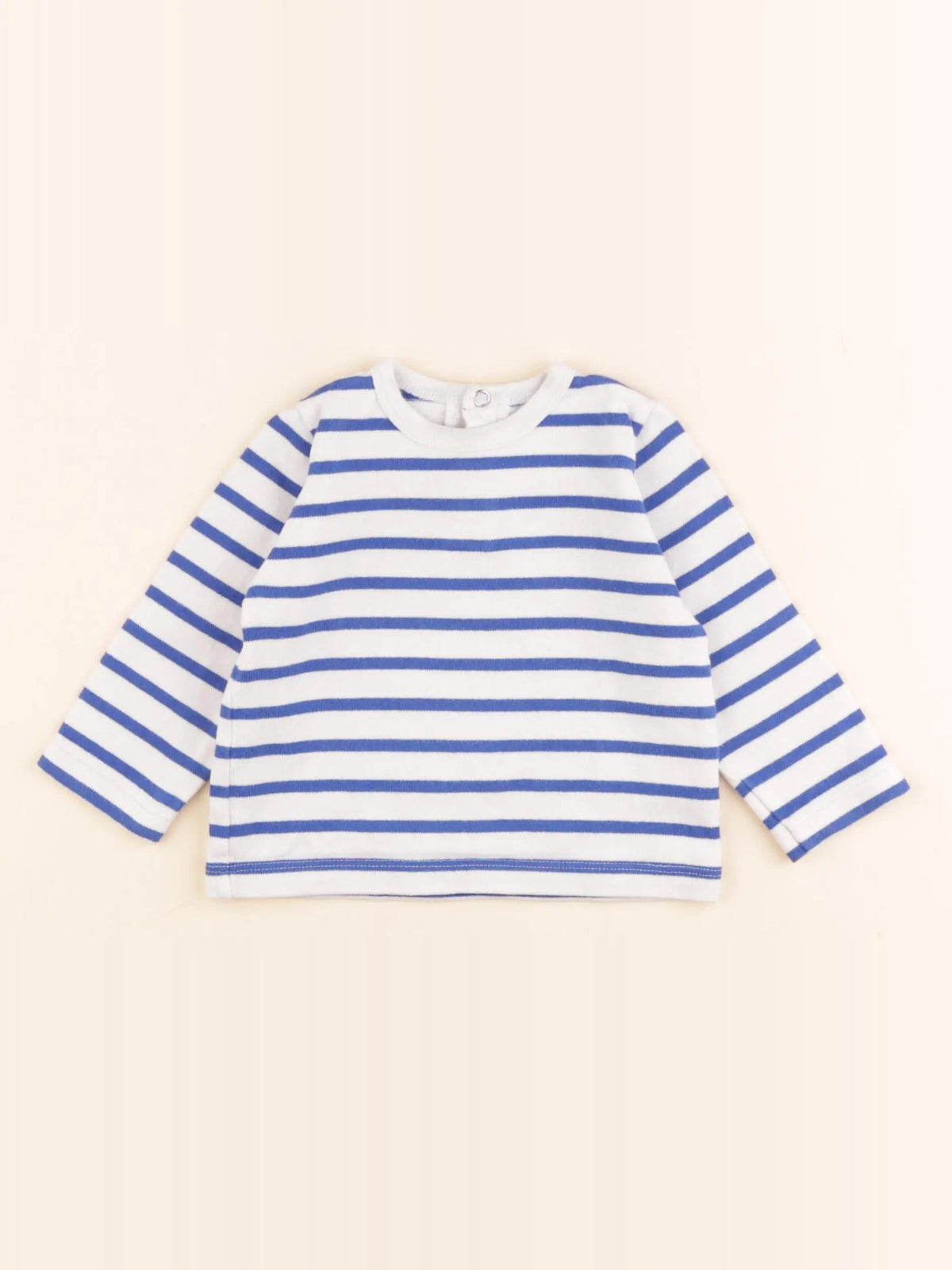 Petit Bateau - tee-shirt blanc, bleu - 12 mois
