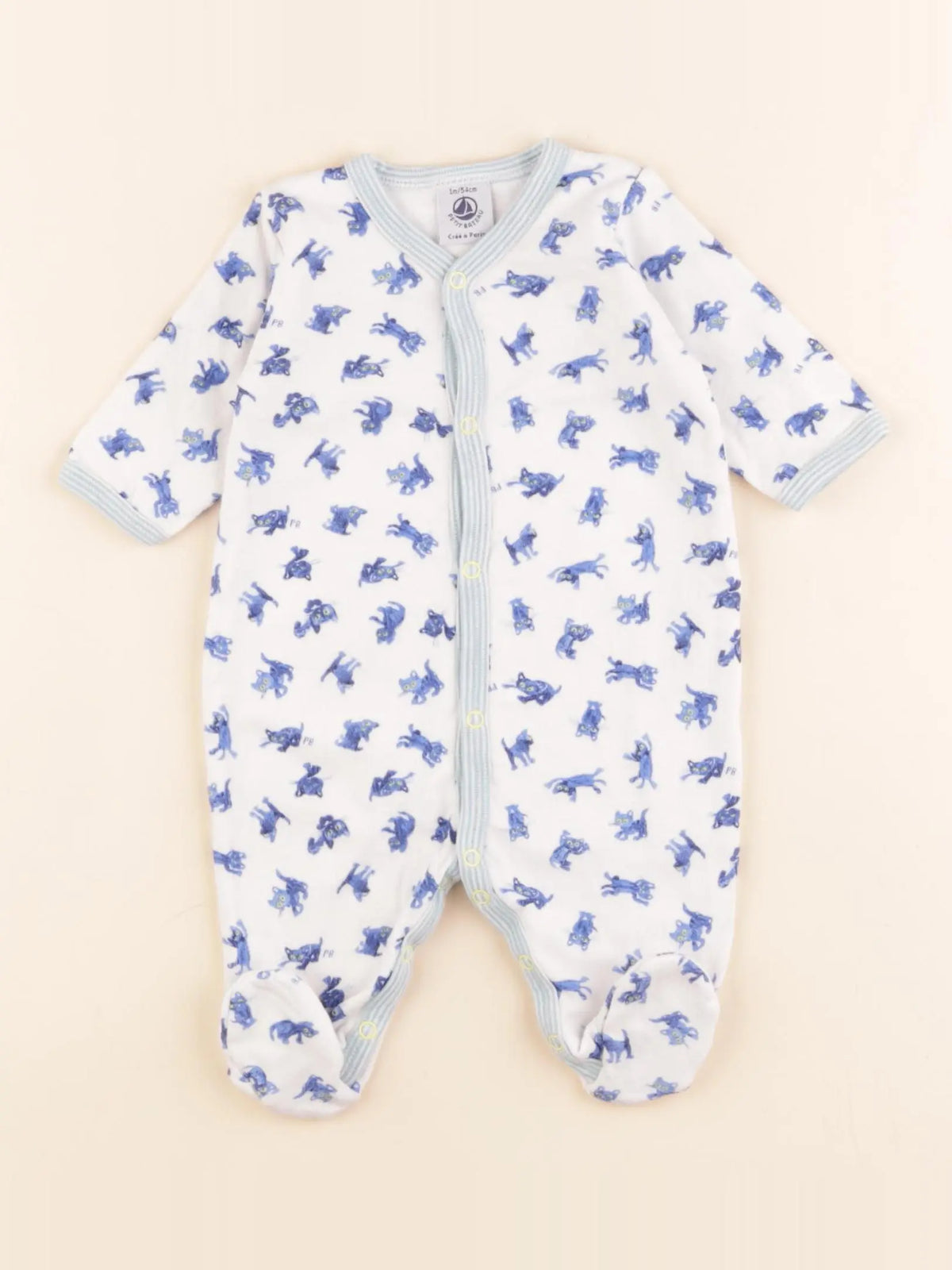 Petit Bateau - pyjama coton blanc - 1 mois