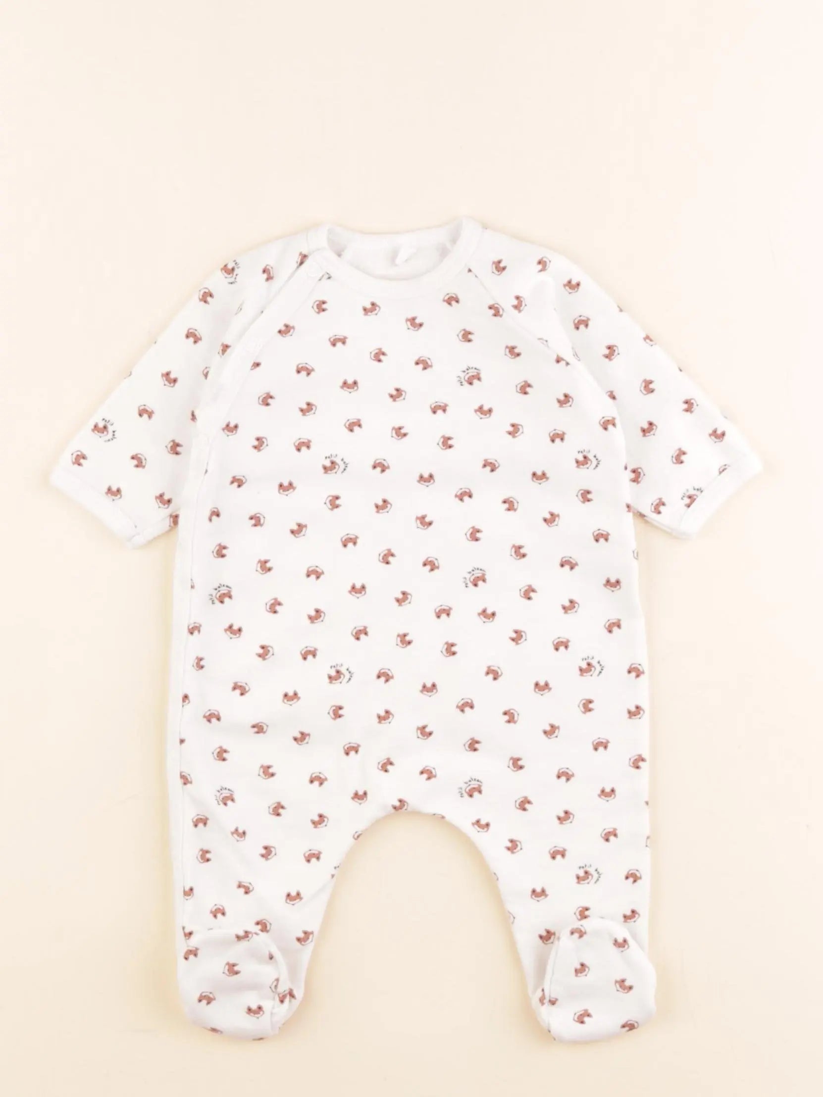 Petit Bateau - pyjama coton blanc - 1 mois