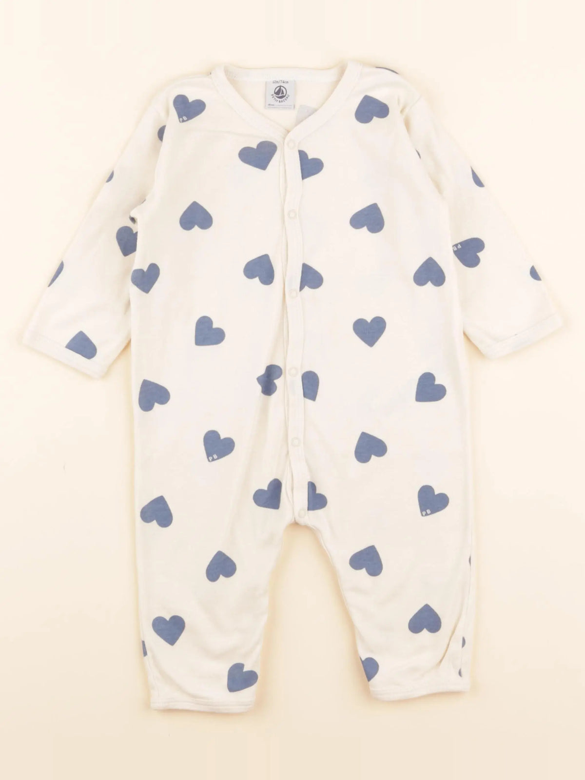 Pyjama coton beige, bleu