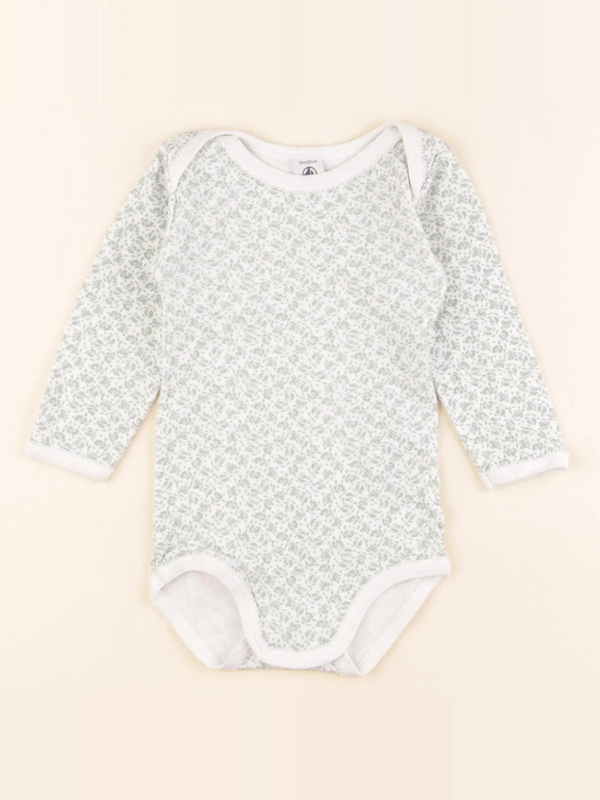 Petit Bateau - body blanc, vert - 18 mois