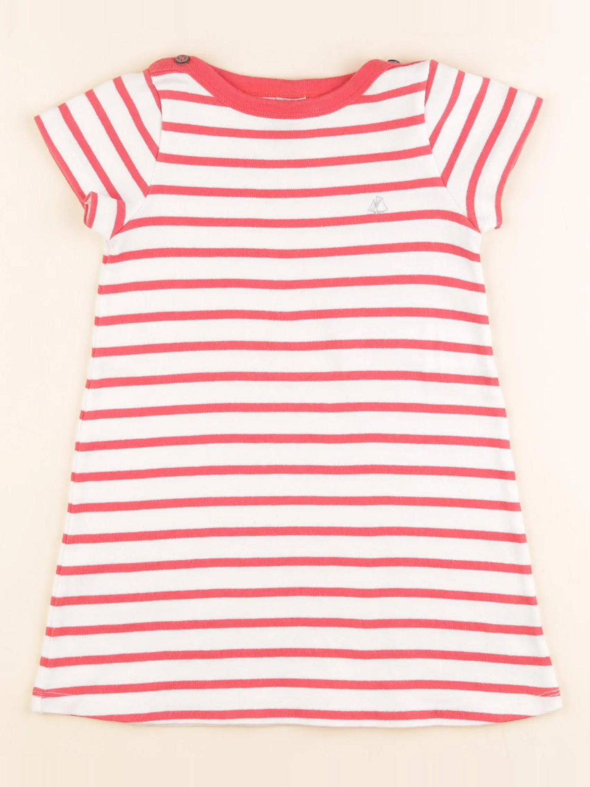 Petit Bateau - robe blanc, rouge - 2 ans