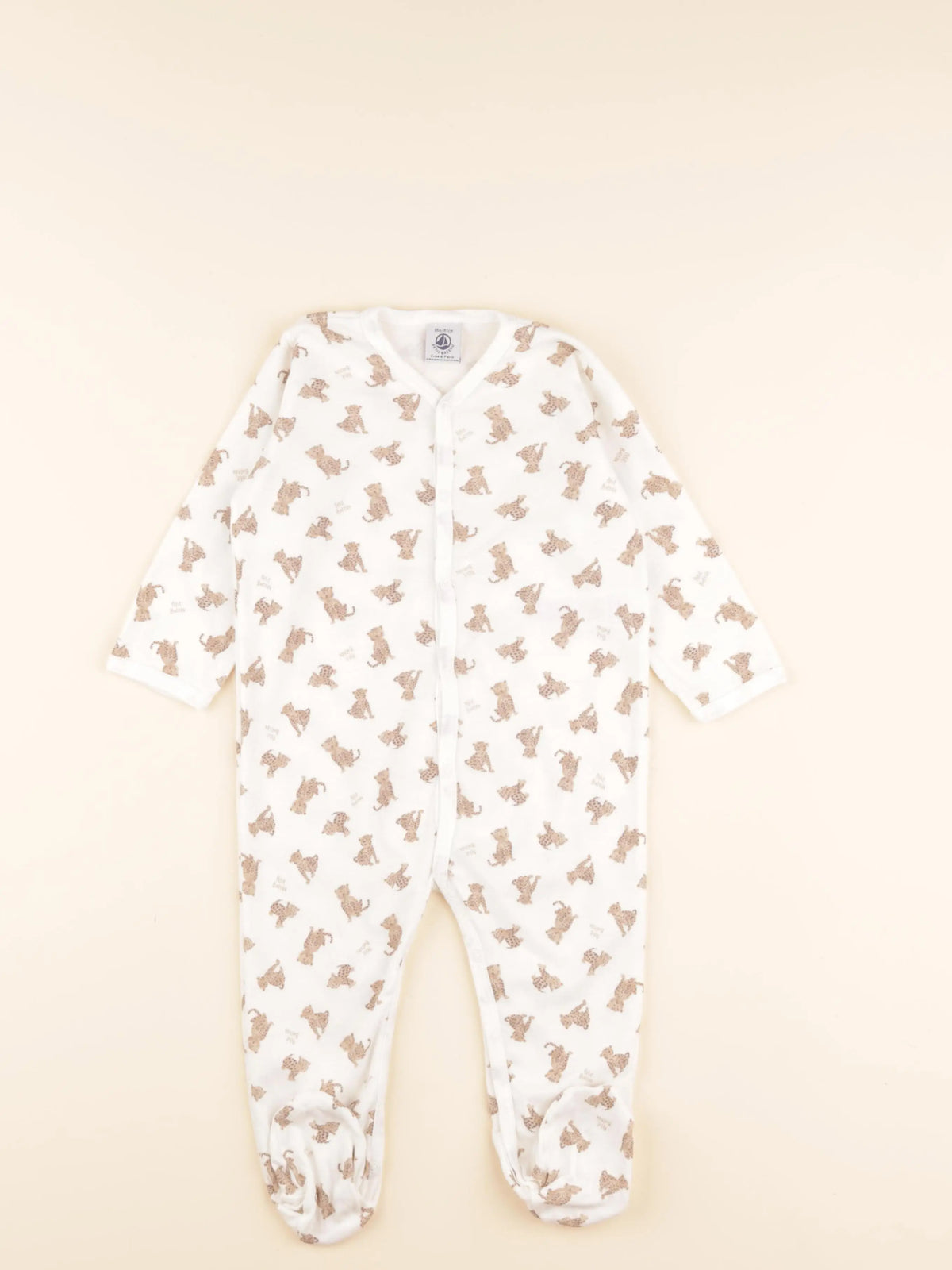 Pyjama coton blanc, marron