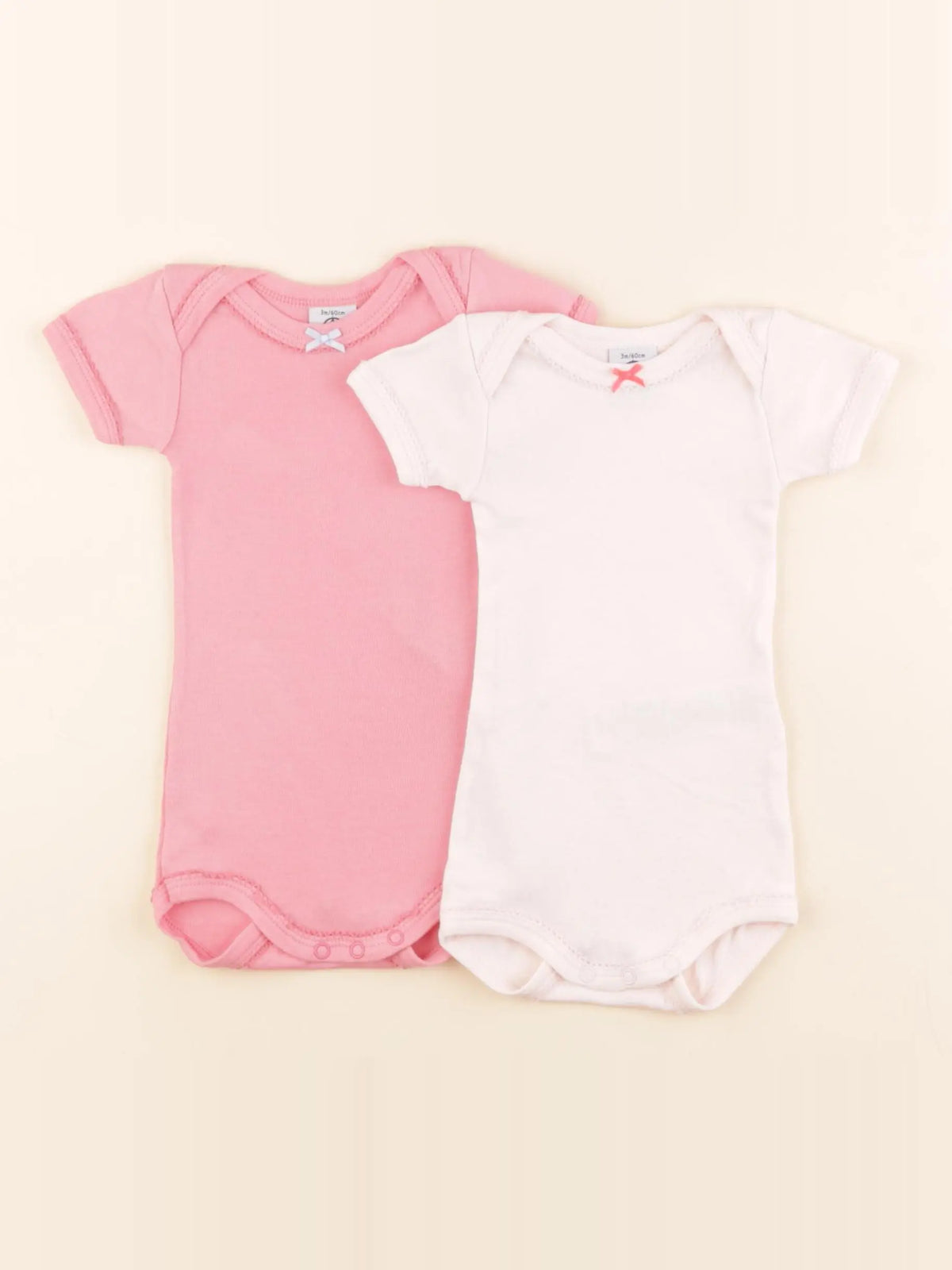 Petit Bateau - lot de 2 bodies en coton rose - 3 mois