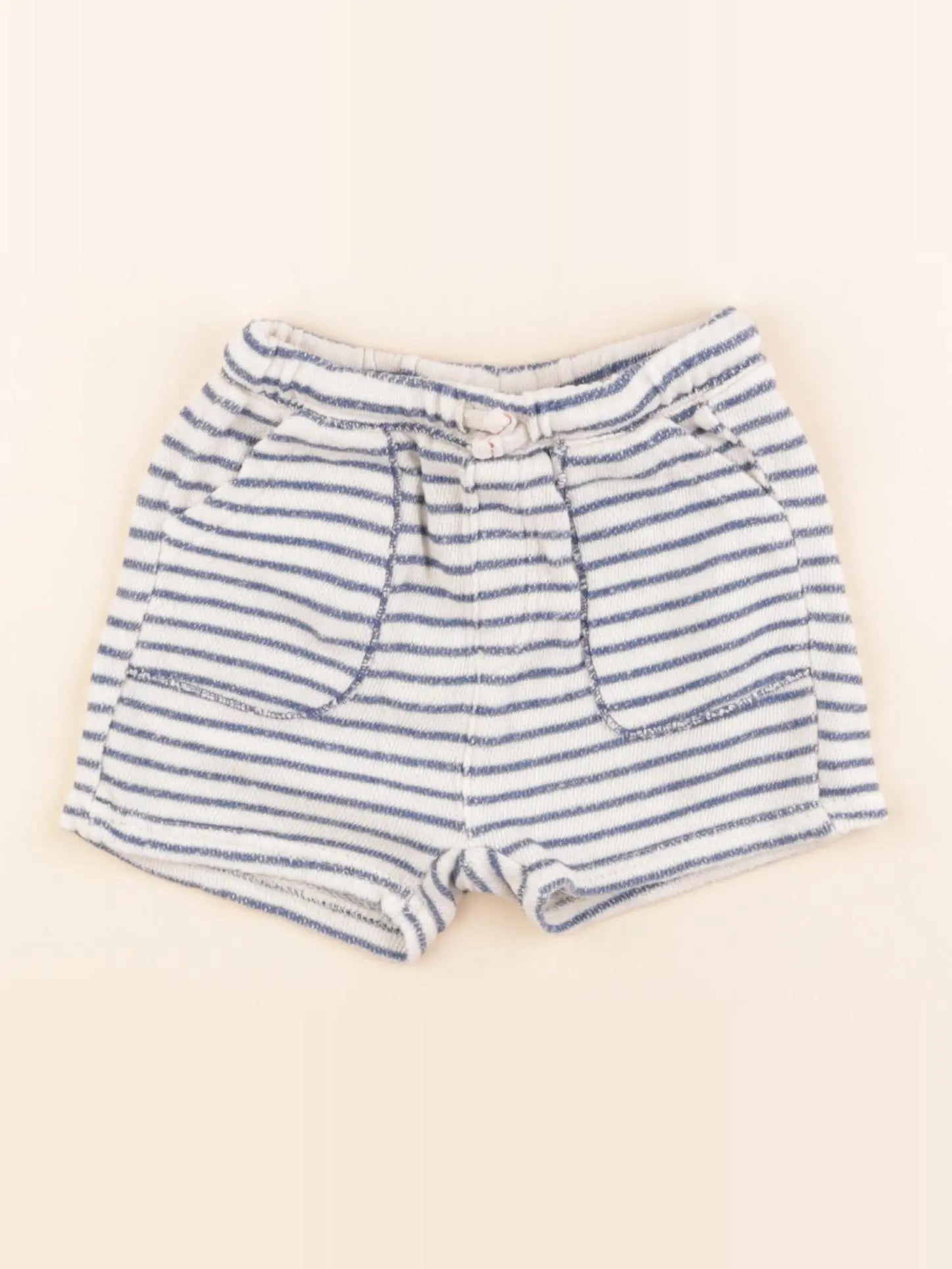 Zara - short beige, bleu - 12/18 mois
