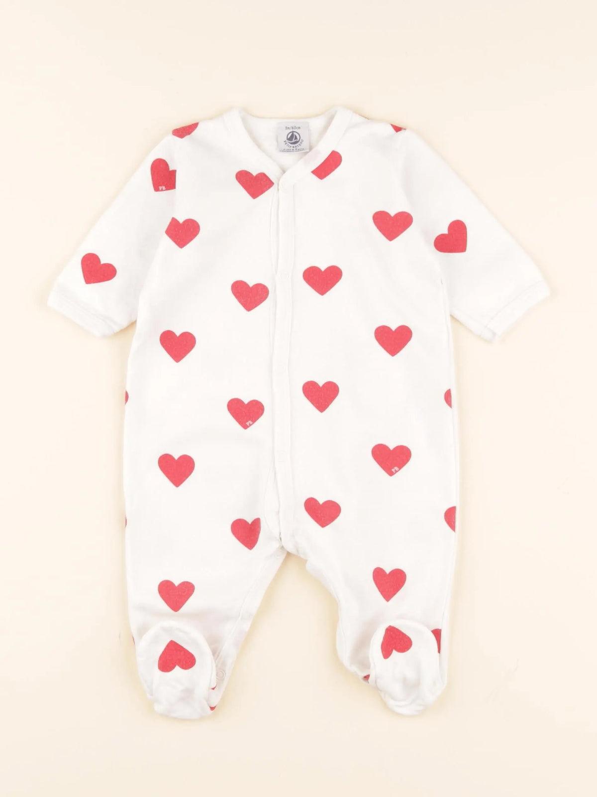 Pyjama coton blanc, rouge