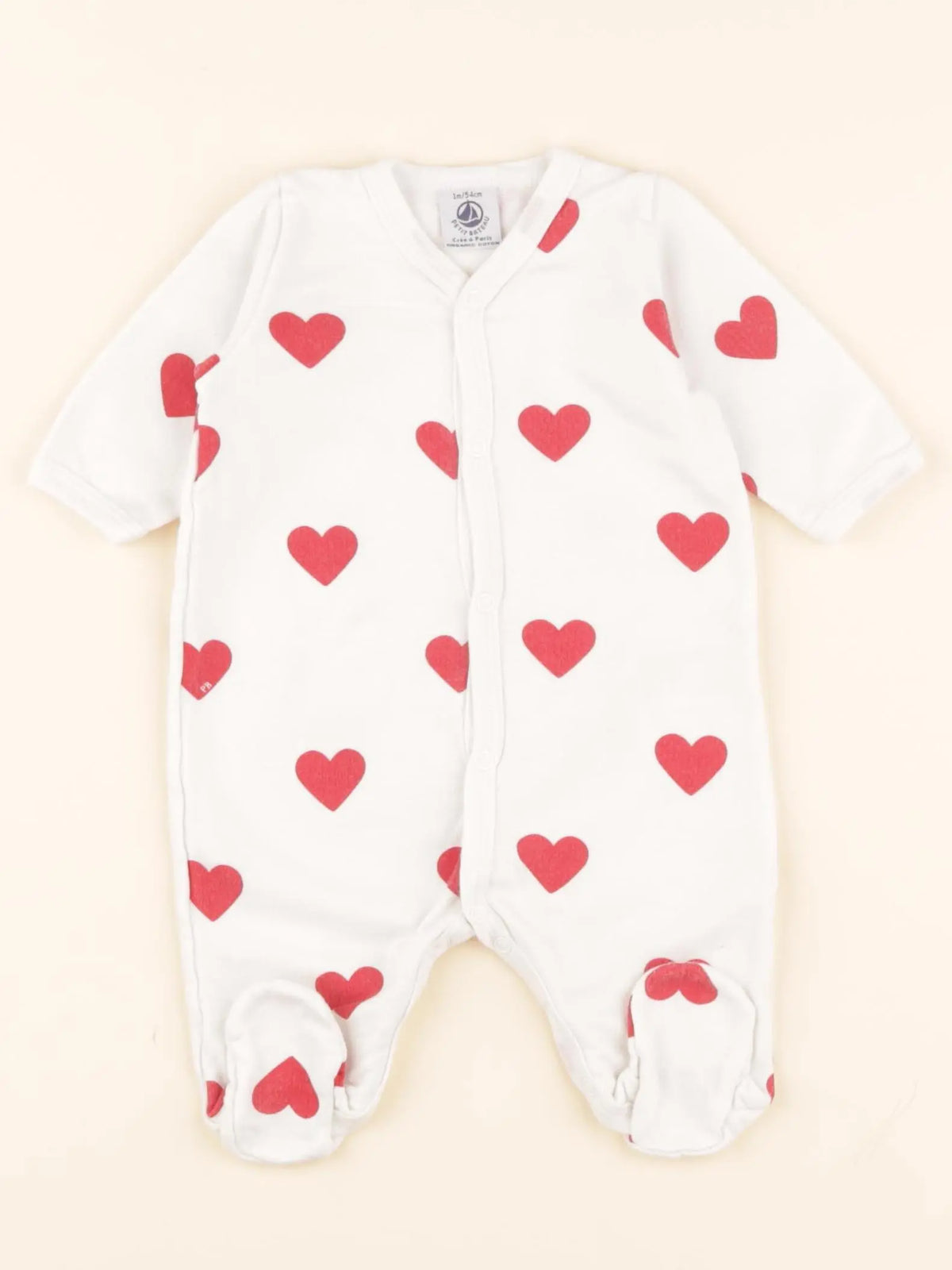 Pyjama coton blanc, rouge