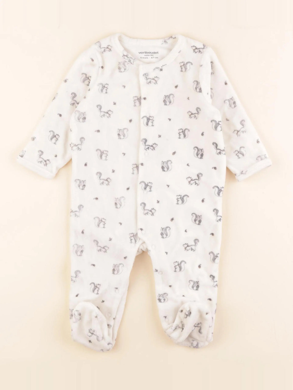 Vertbaudet - pyjama velours beige - 6 mois