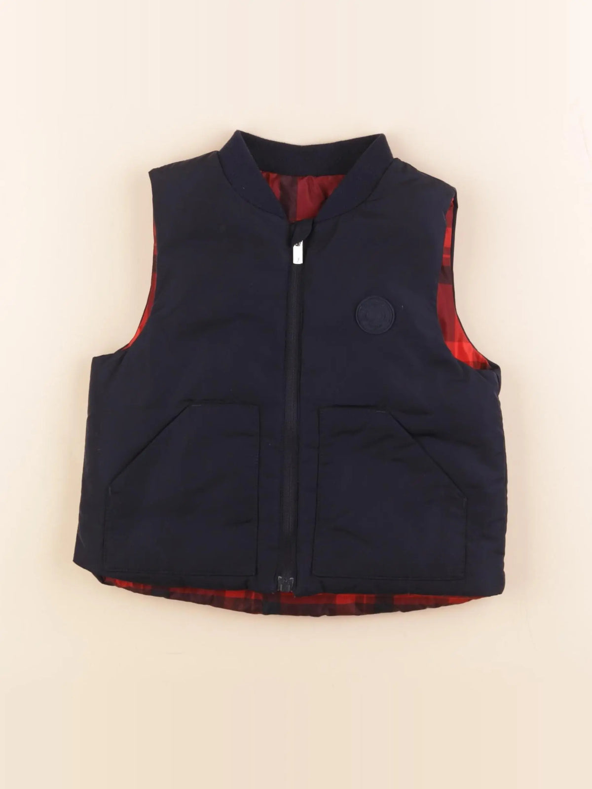 Jacadi - doudoune réversible rouge, bleu - 2 ans