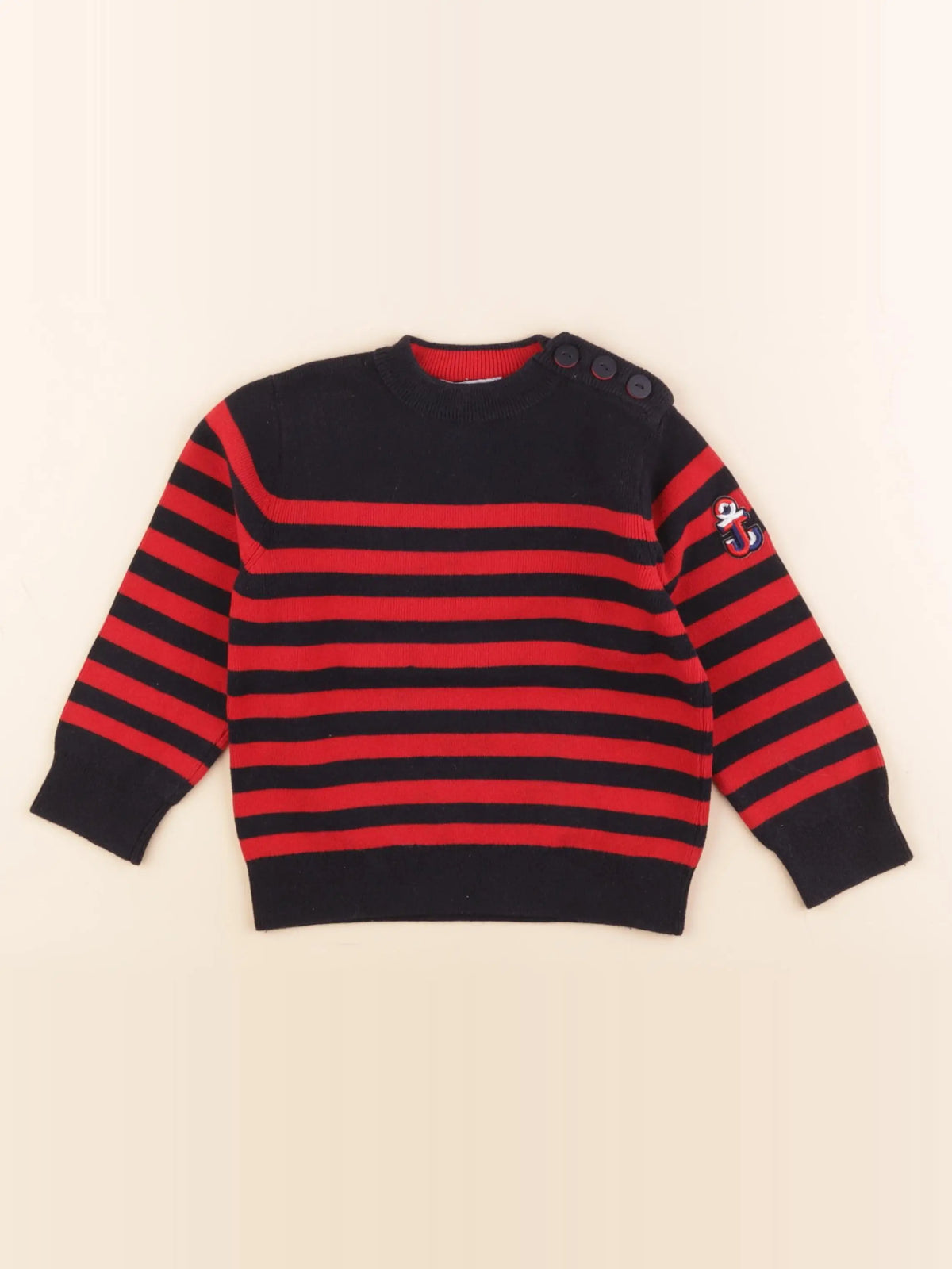 Jacadi - pull bleu, rouge - 3 ans